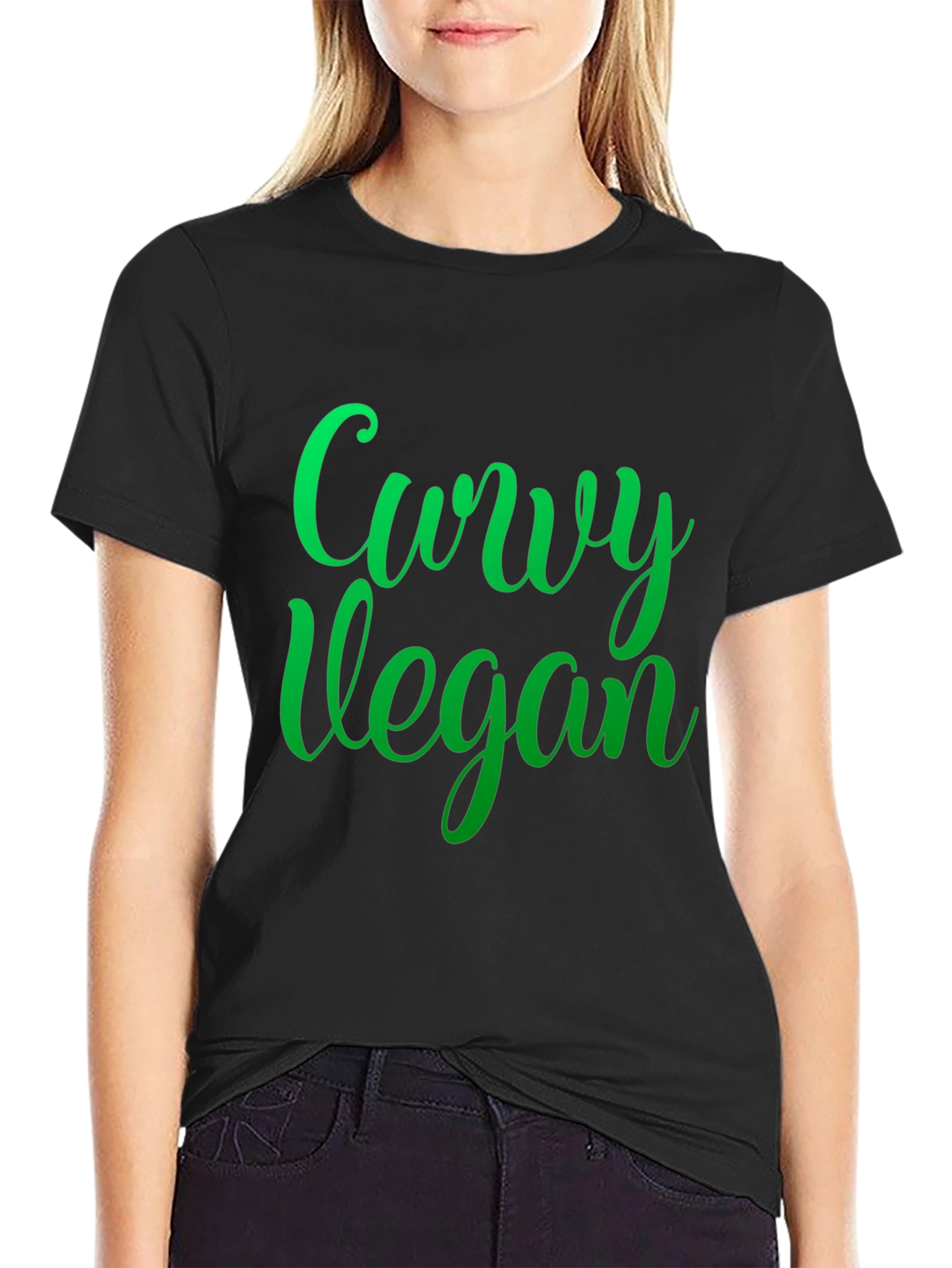 Curvy Vegan Black Graphic Tee