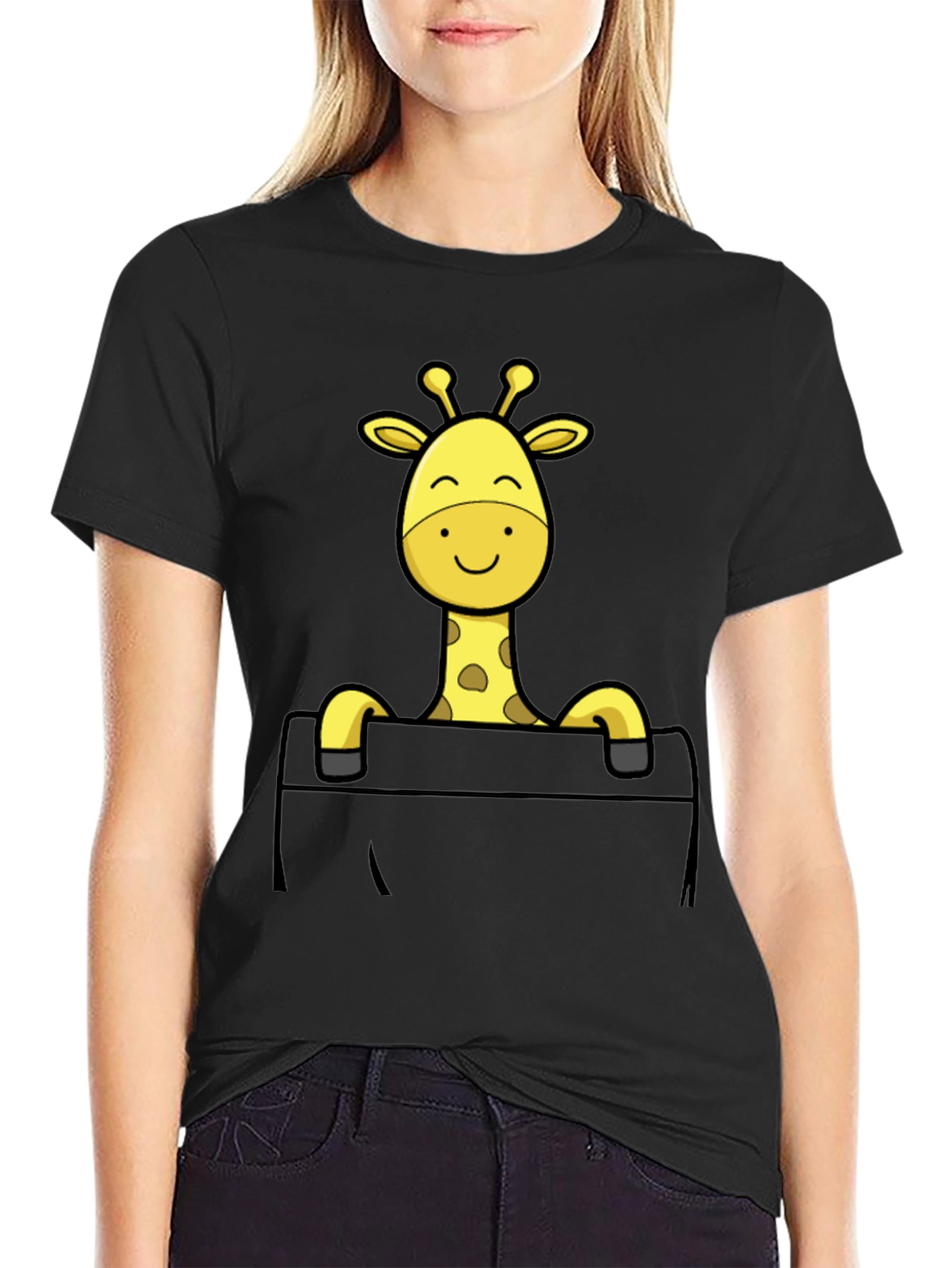 Giraffe Pocket T-Shirt - Novelty Animal Tee