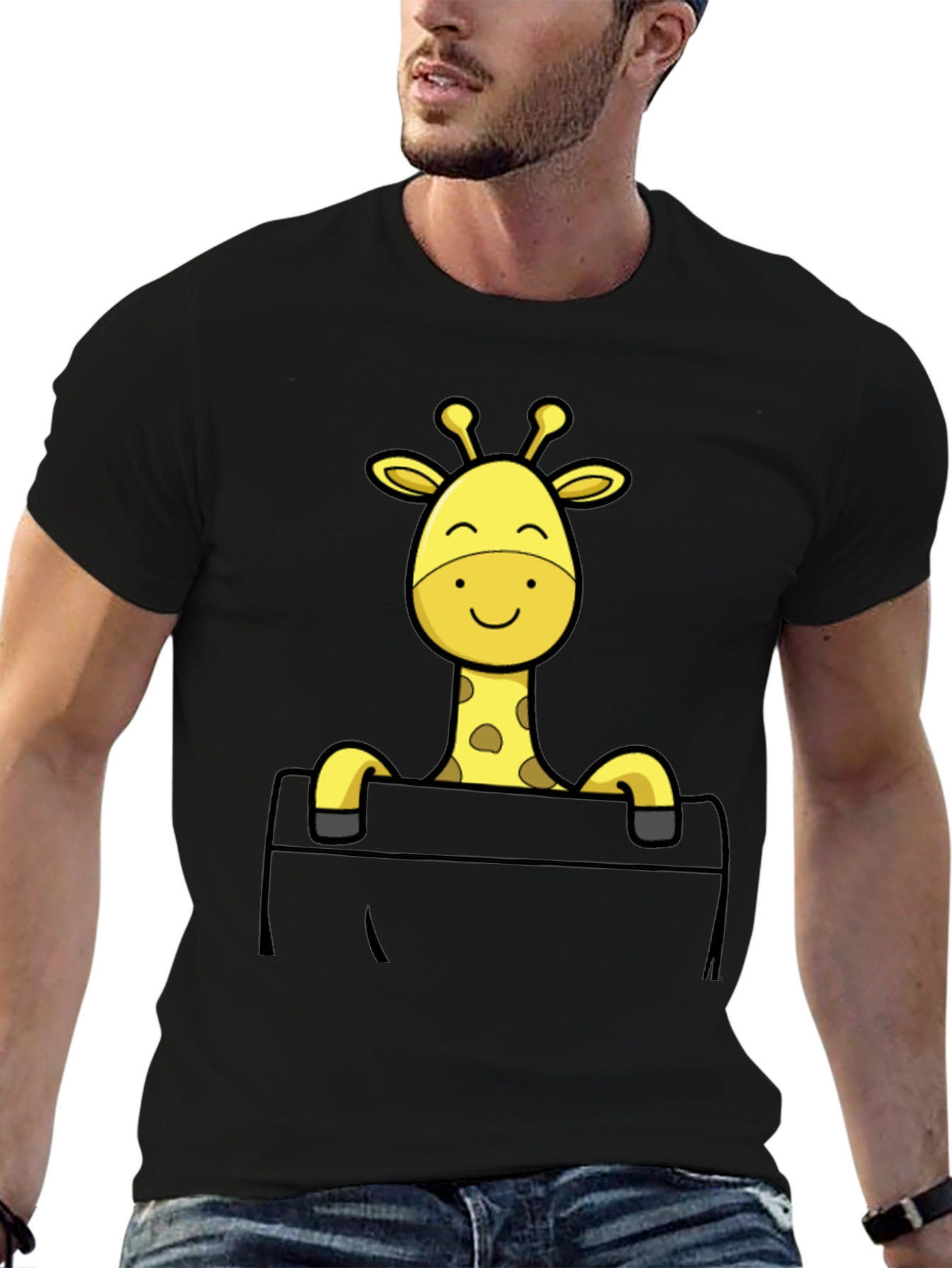 Giraffe Pocket T-Shirt - Novelty Animal Tee