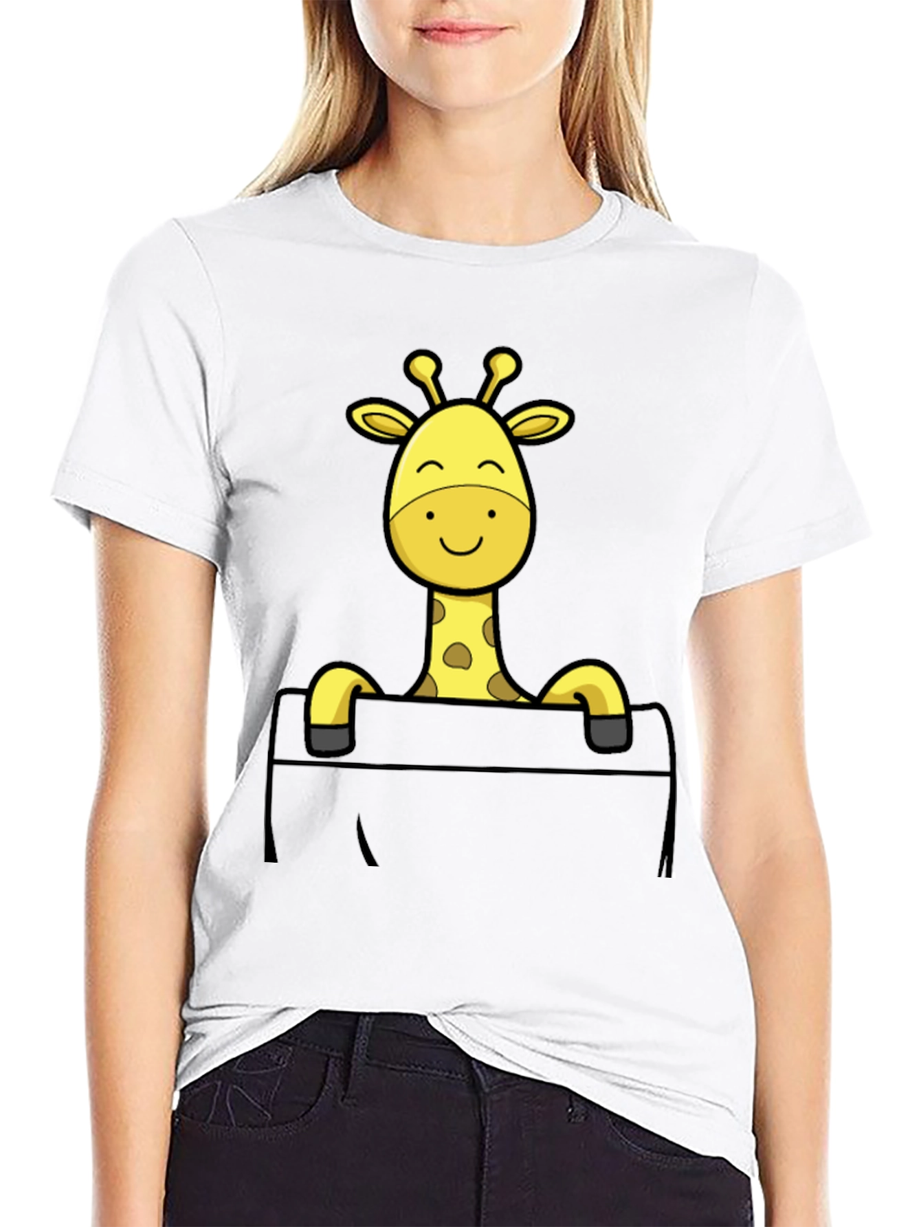 Giraffe Pocket T-Shirt - Novelty Animal Tee