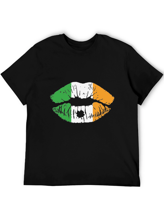 Irish Flag Lips Black T-Shirt - St. Patricks Day Tee