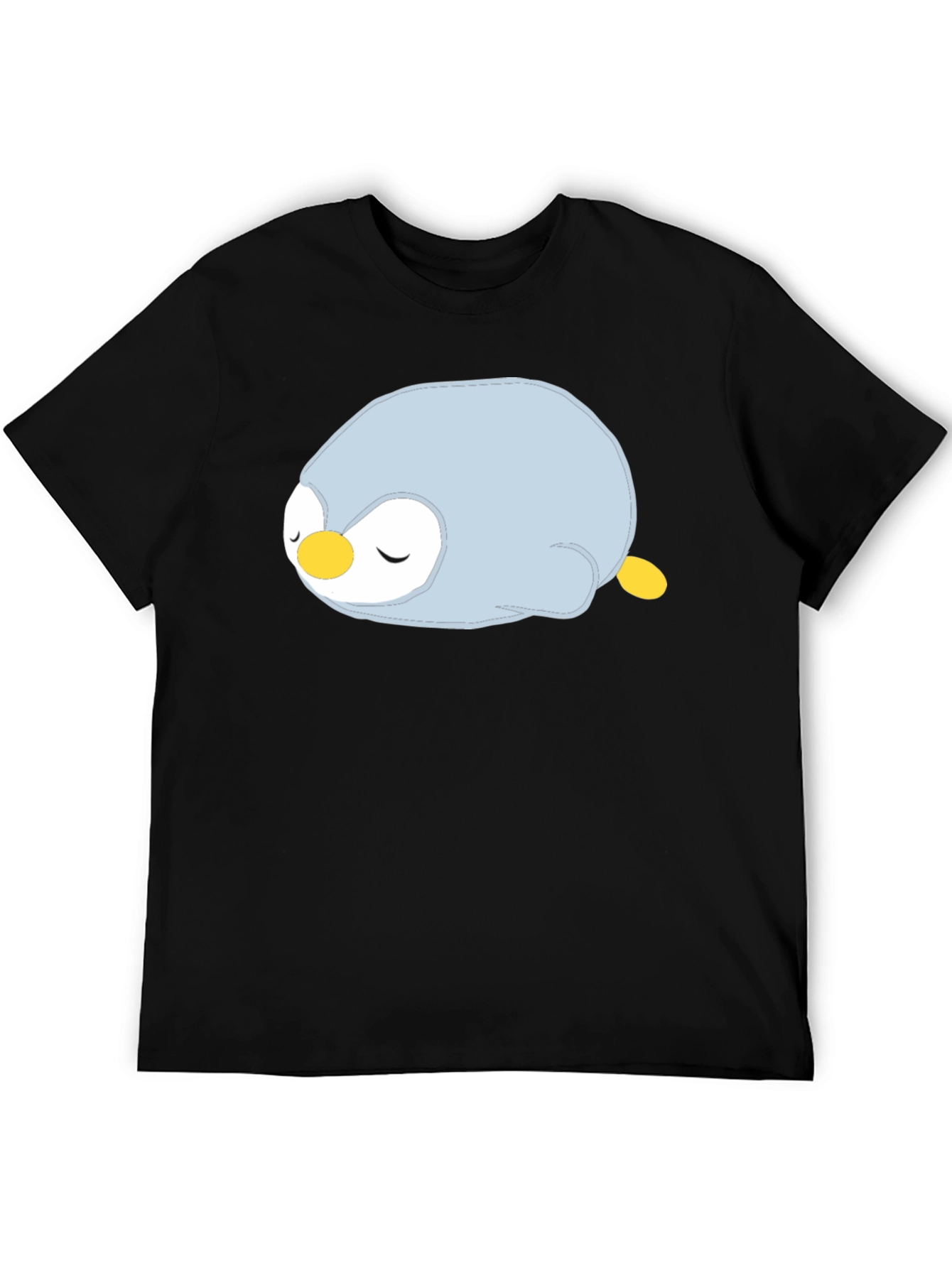 Cute Sleeping Penguin Graphic Black T-Shirt