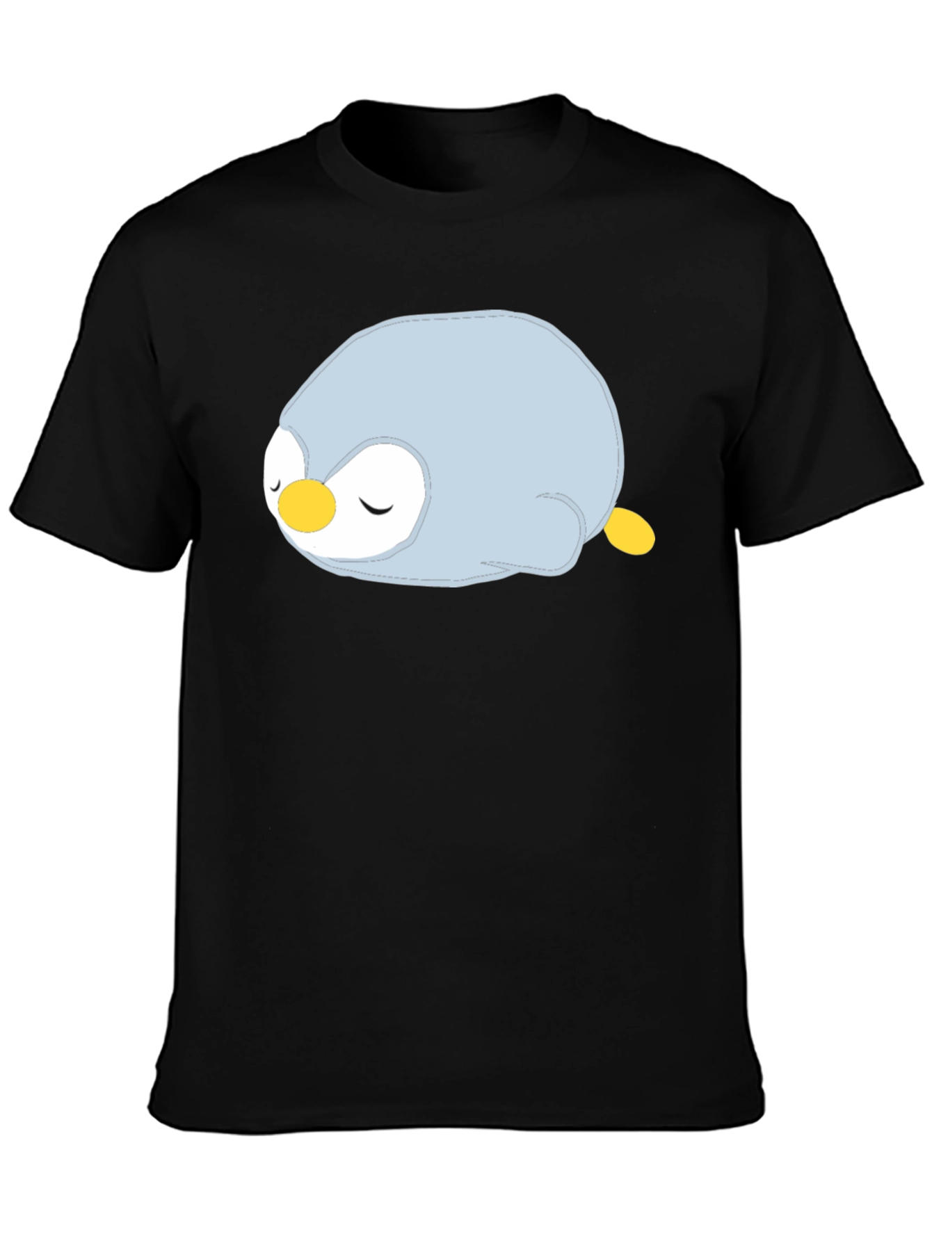 Cute Sleeping Penguin Graphic Black T-Shirt