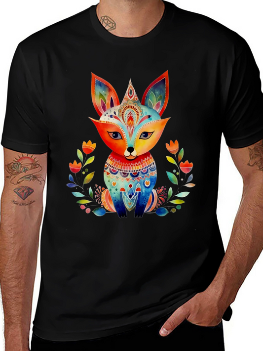 Colorful Fox Graphic T-Shirt - Unique Design