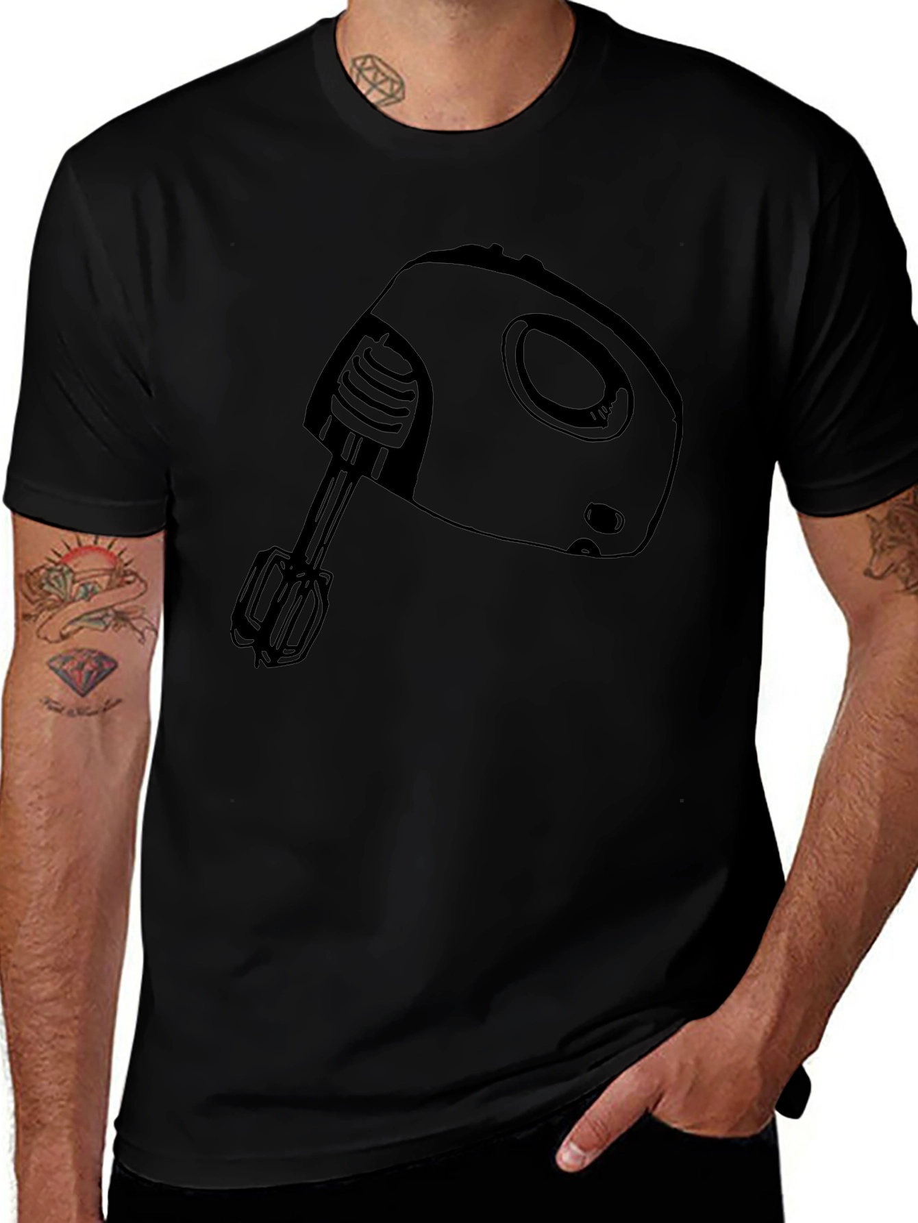 Hand Mixer Graphic Tee - Black Crew Neck