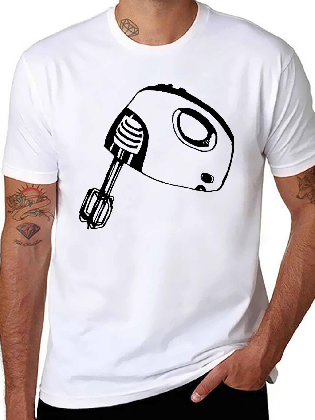 Hand Mixer Graphic Tee - Black Crew Neck