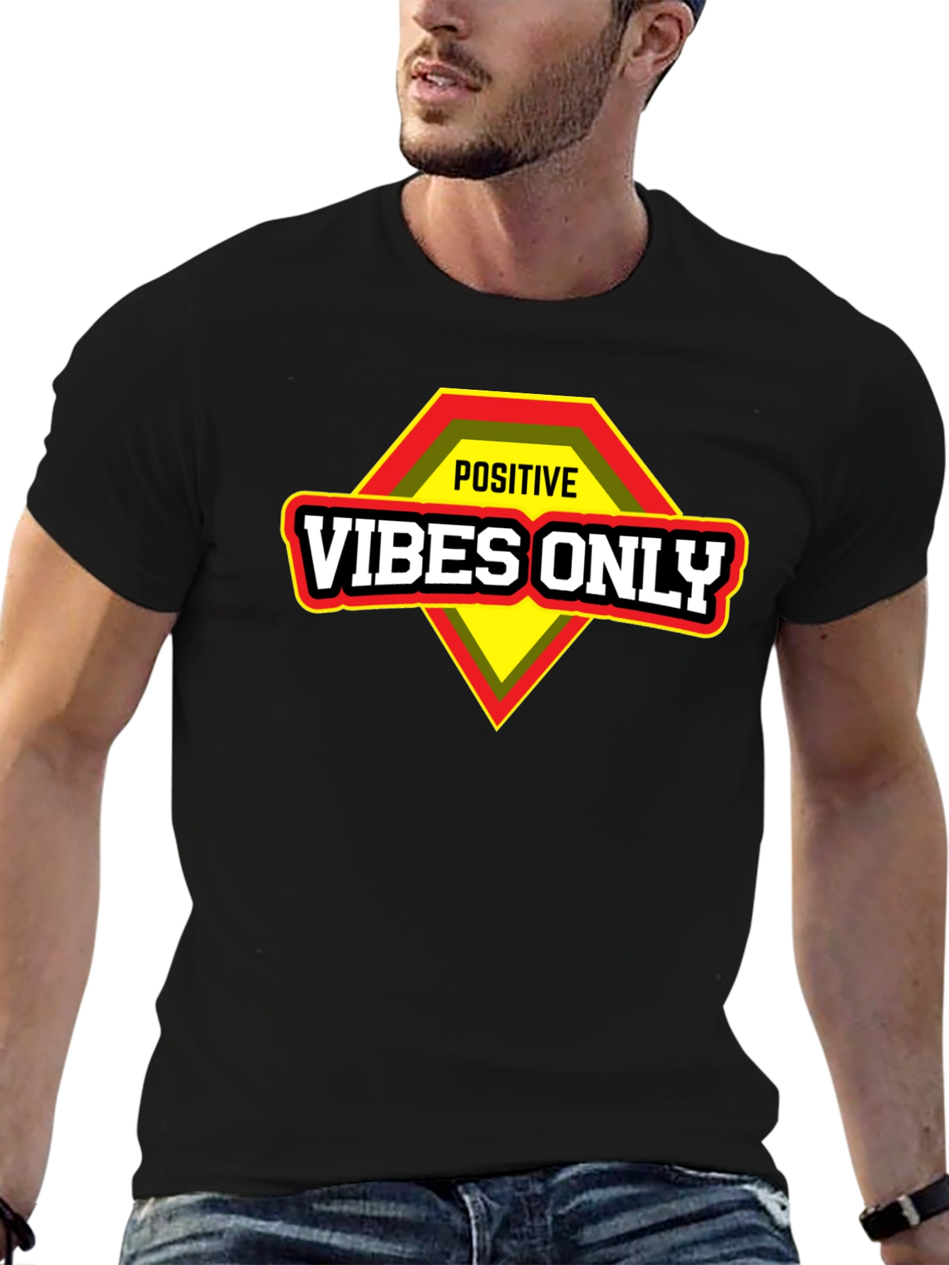 Positive Vibes Only Graphic T-Shirt - Motivational Design