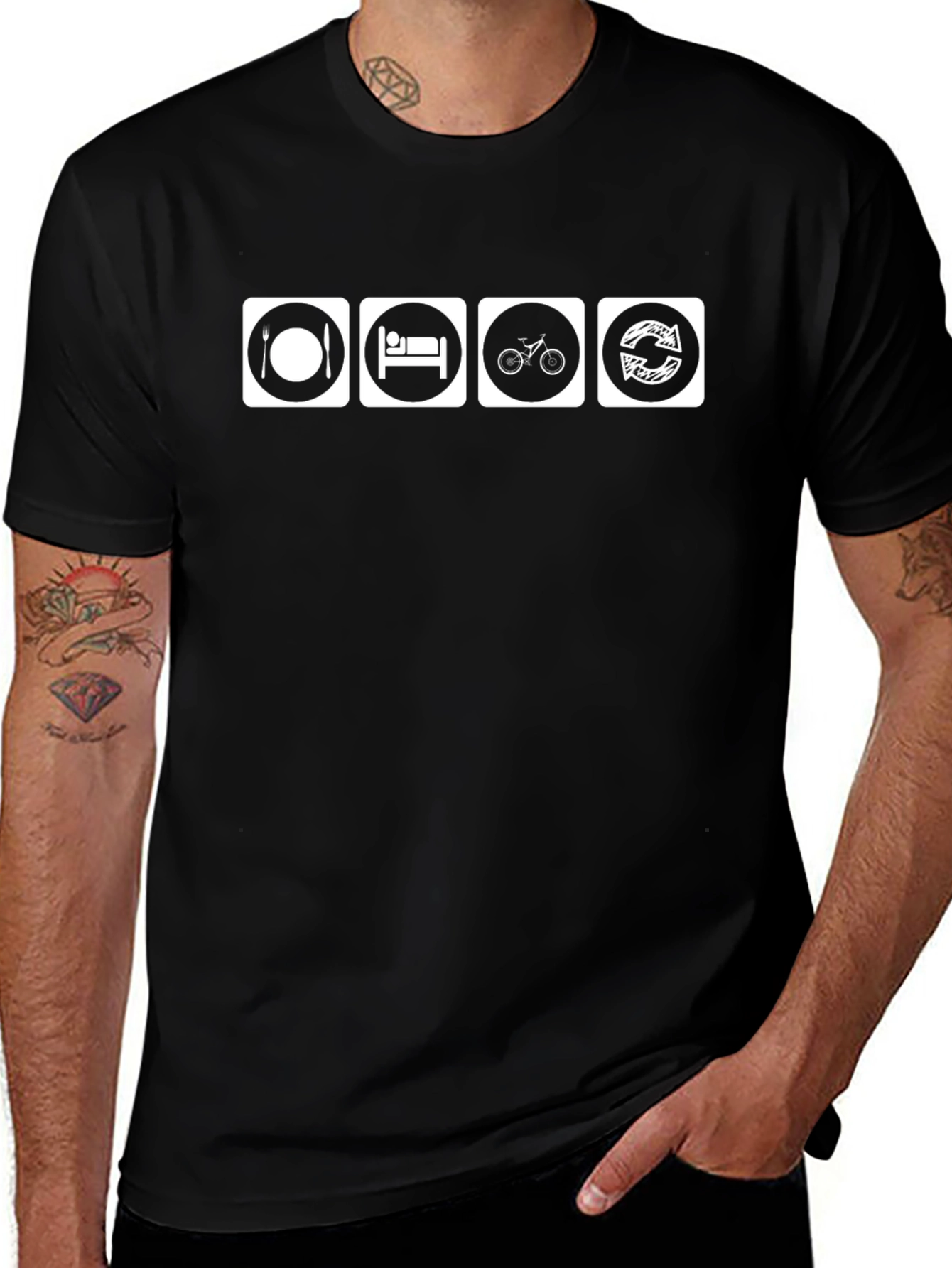 Eat Sleep Bike Repeat Black T-Shirt