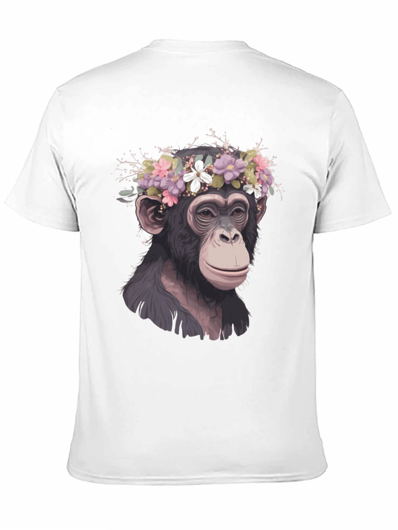 Monkey Flower Crown T-Shirt - Artistic Animal Tee