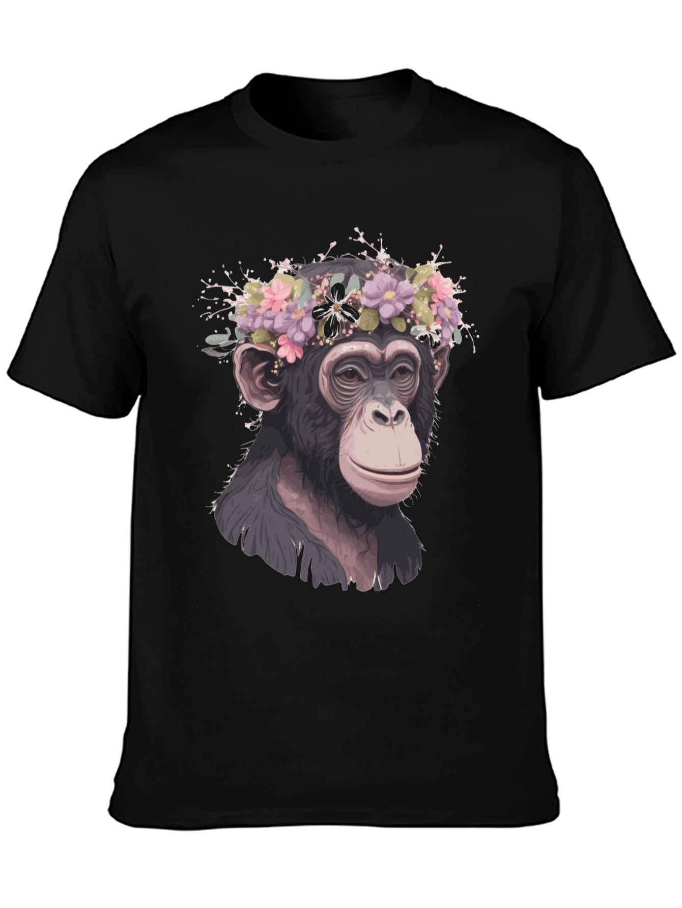 Monkey Flower Crown T-Shirt - Artistic Animal Tee