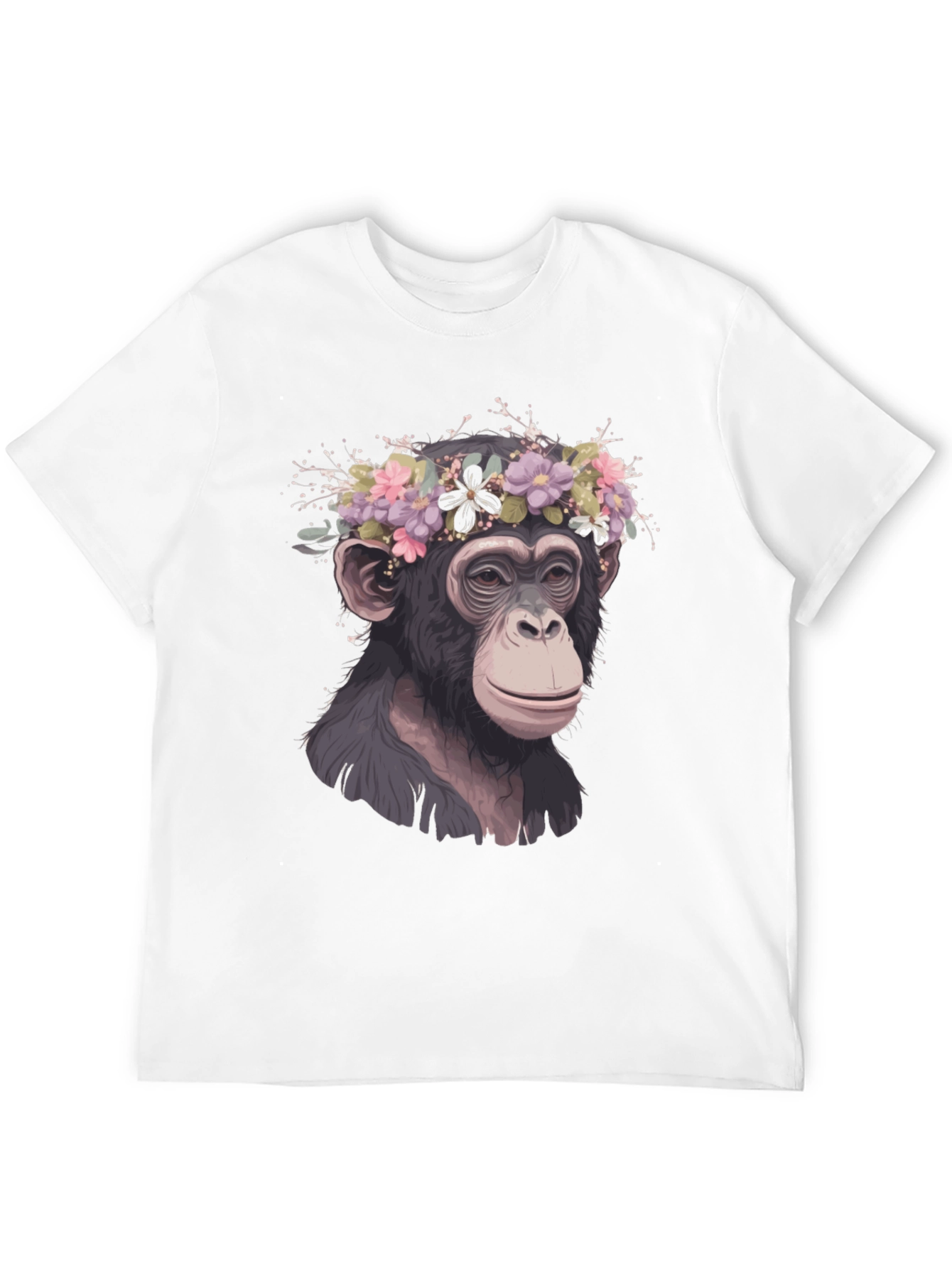 Monkey Flower Crown T-Shirt - Artistic Animal Tee