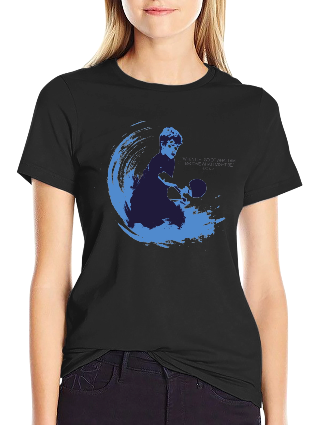 Table Tennis Player Graphic Tee - Modern Blue Design