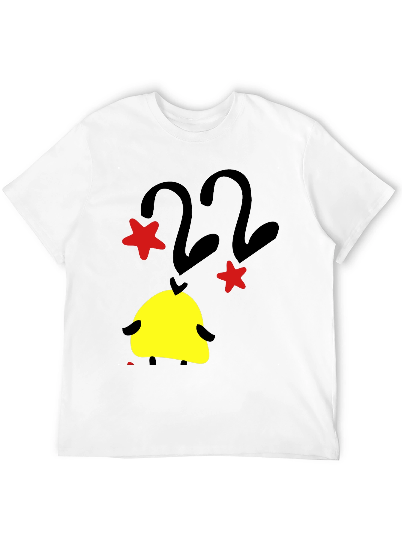 Black T-Shirt with Cartoon Duck and Star Graphic