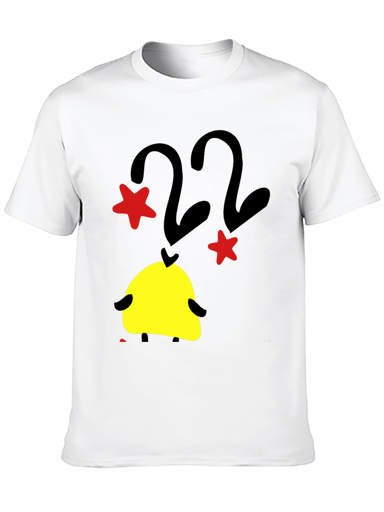 Black T-Shirt with Cartoon Duck and Star Graphic