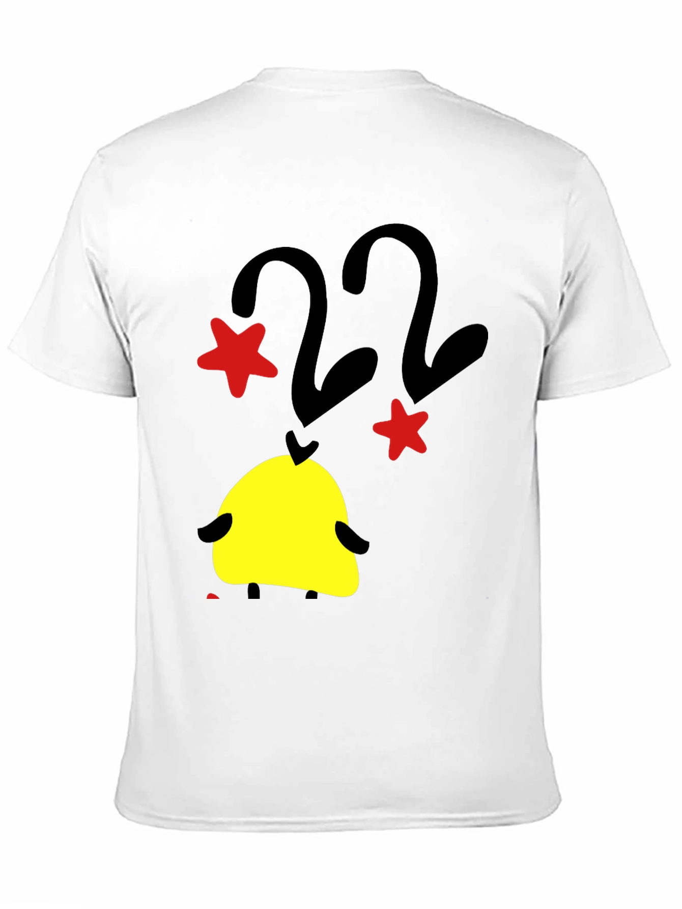 Black T-Shirt with Cartoon Duck and Star Graphic