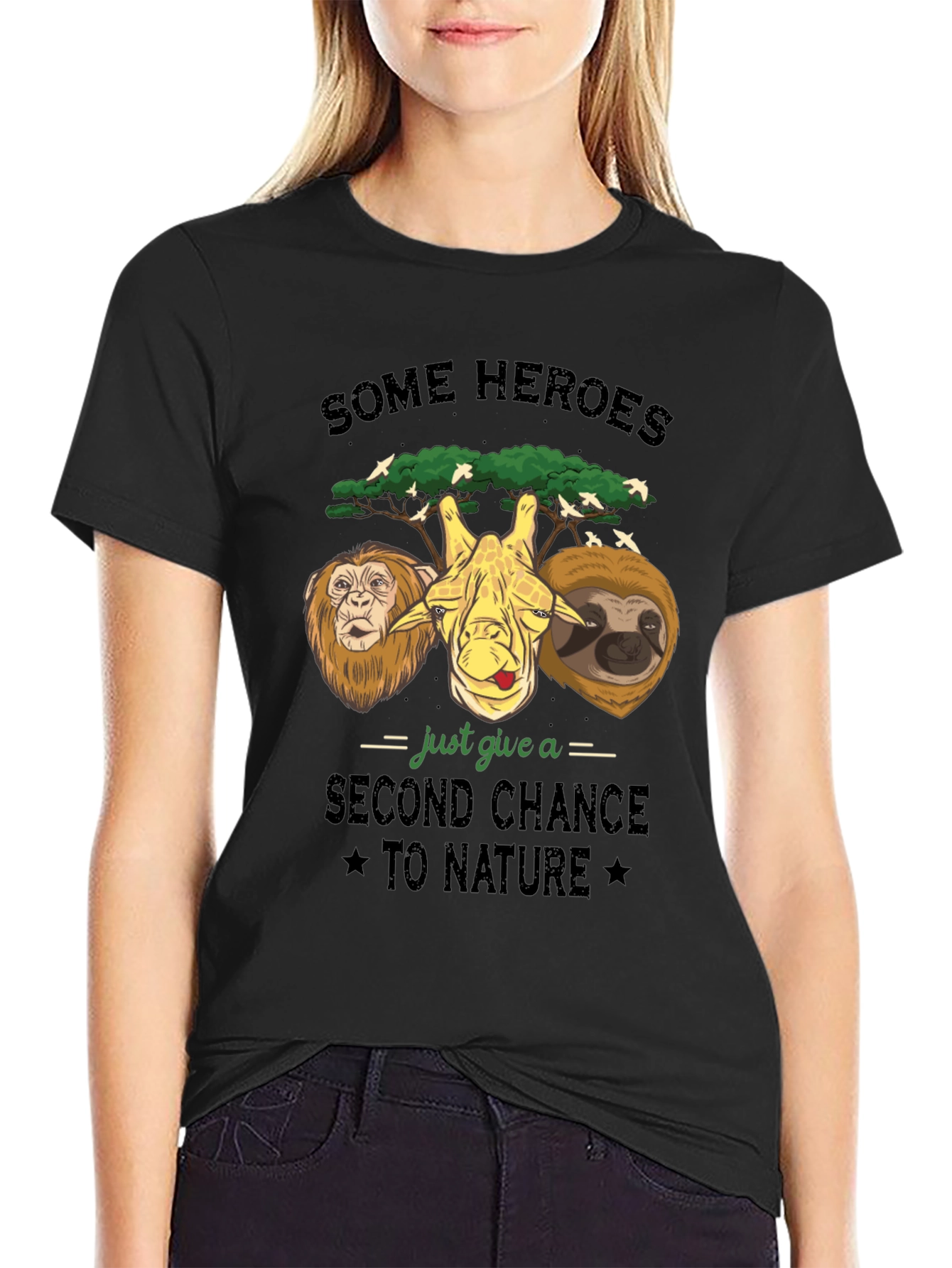 Some Heroes Nature T-Shirt: Lion Giraffe Sloth Graphic Tee