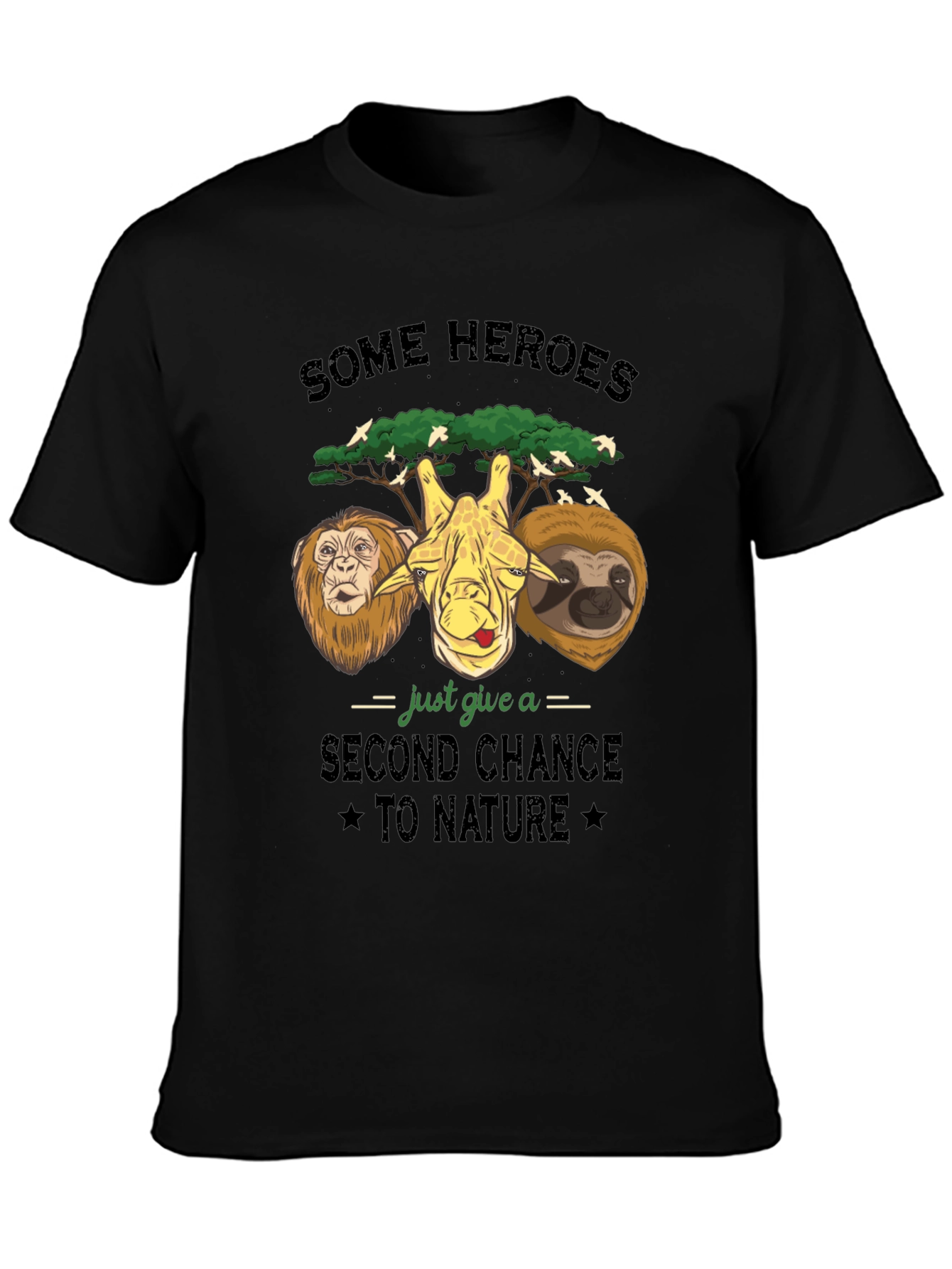 Some Heroes Nature T-Shirt: Lion Giraffe Sloth Graphic Tee