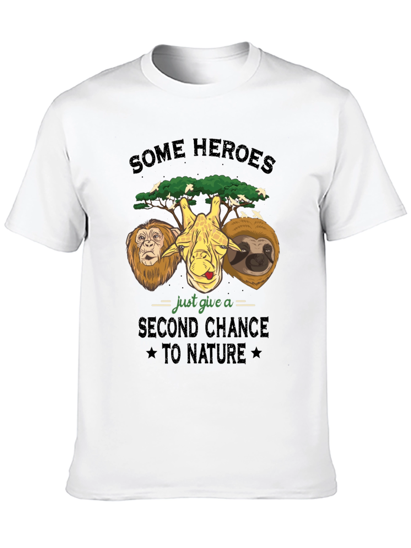 Some Heroes Nature T-Shirt: Lion Giraffe Sloth Graphic Tee