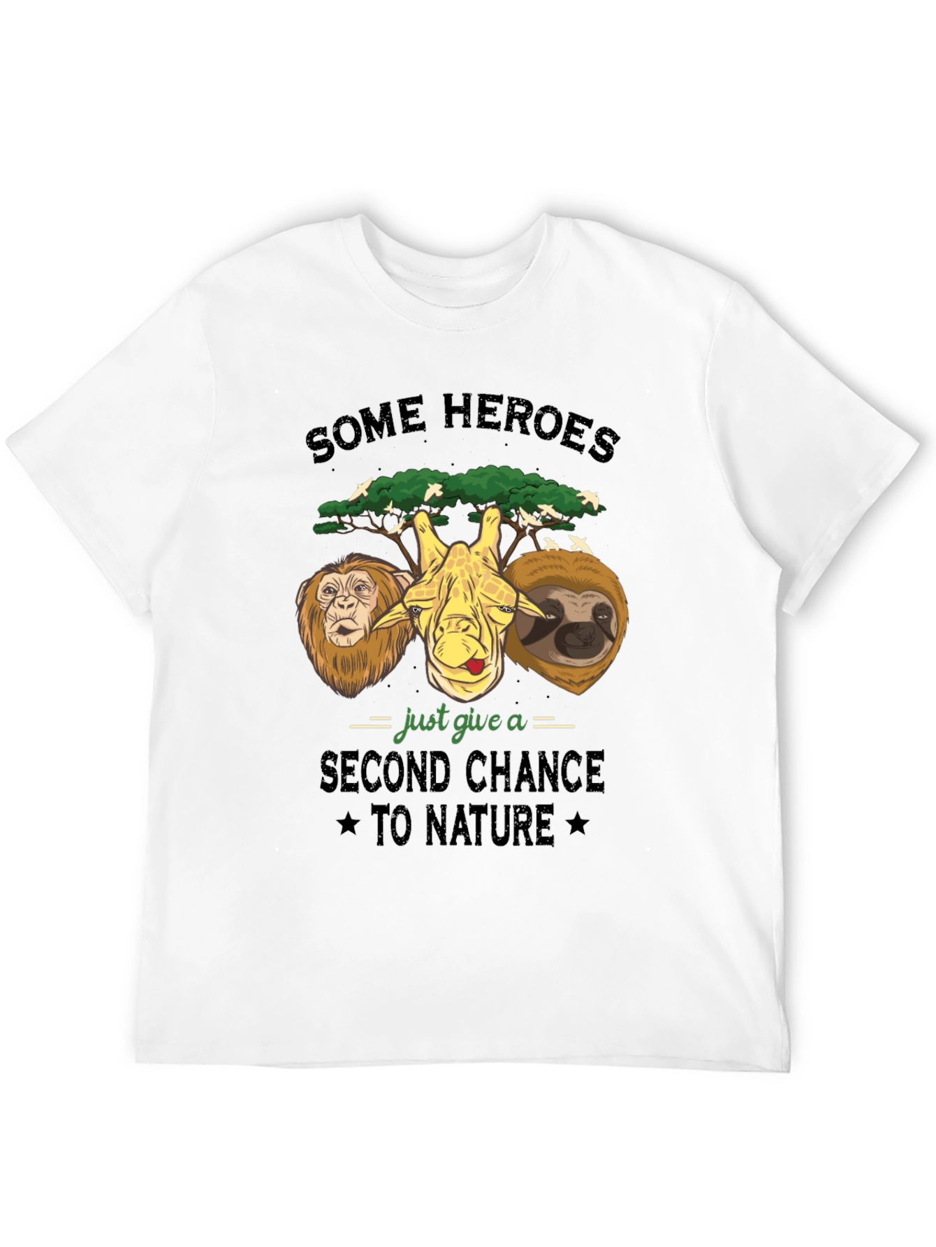 Some Heroes Nature T-Shirt: Lion Giraffe Sloth Graphic Tee