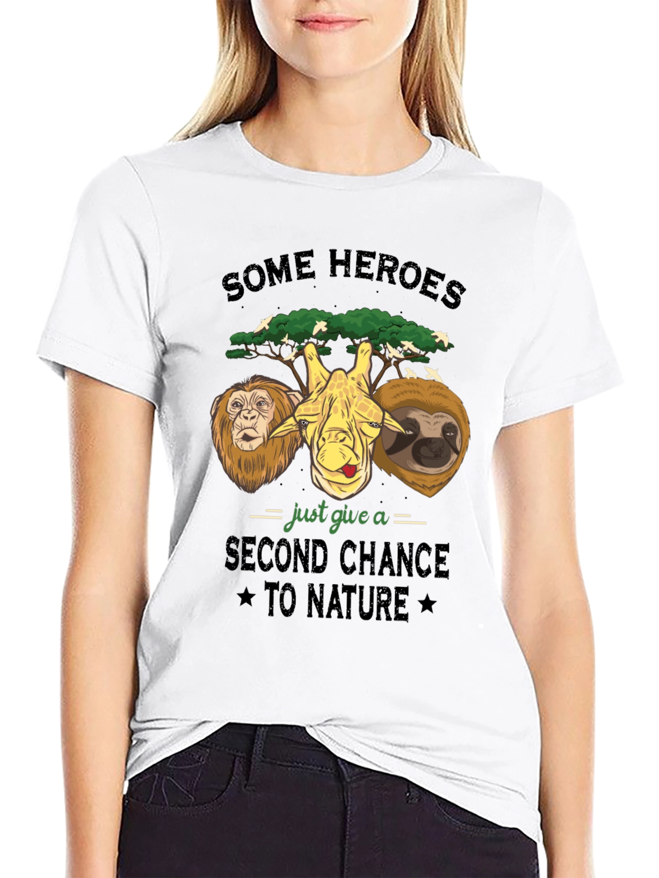 Some Heroes Nature T-Shirt: Lion Giraffe Sloth Graphic Tee