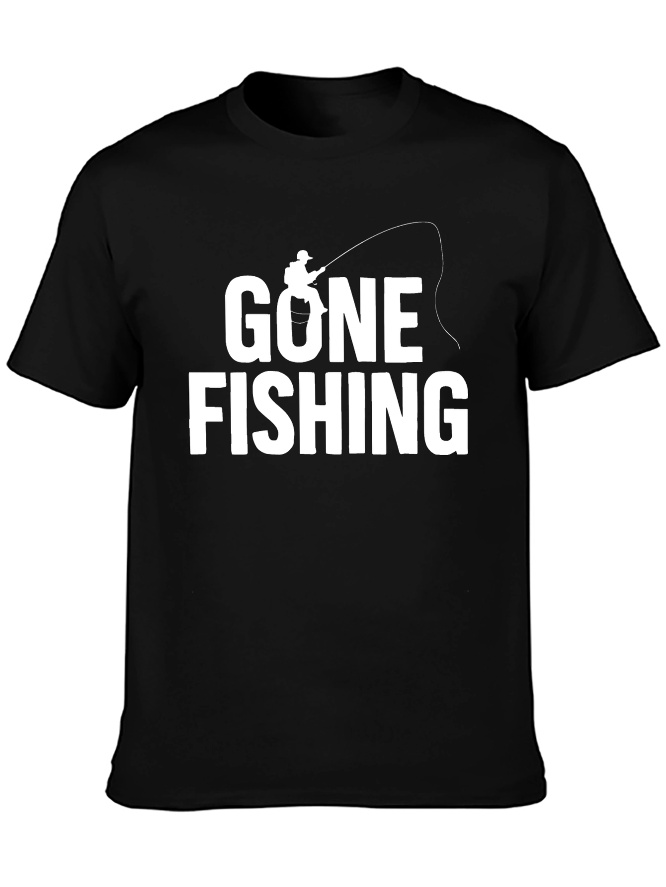 Gone Fishing Black Graphic Tee