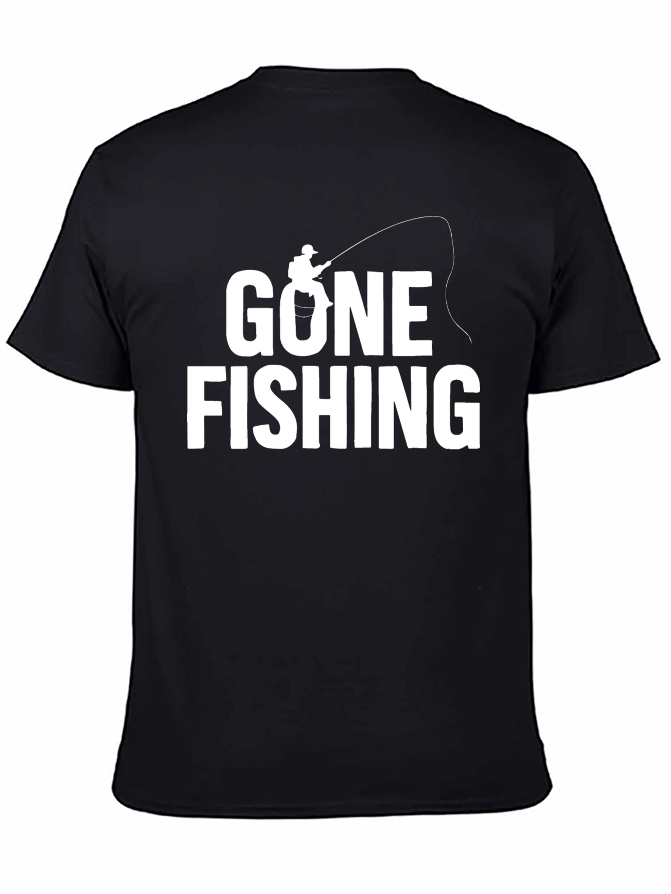 Gone Fishing Black Graphic Tee