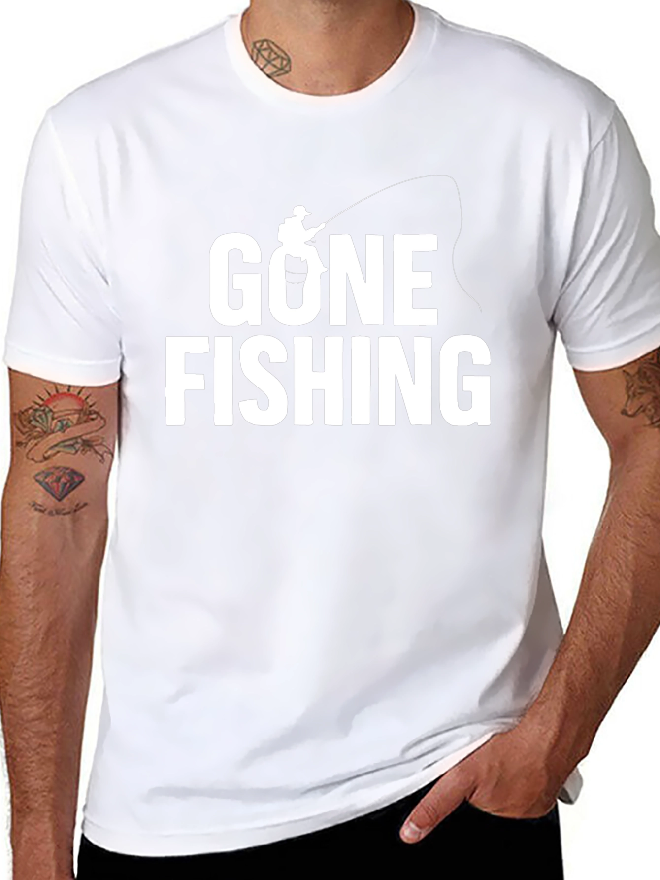 Gone Fishing Black Graphic Tee