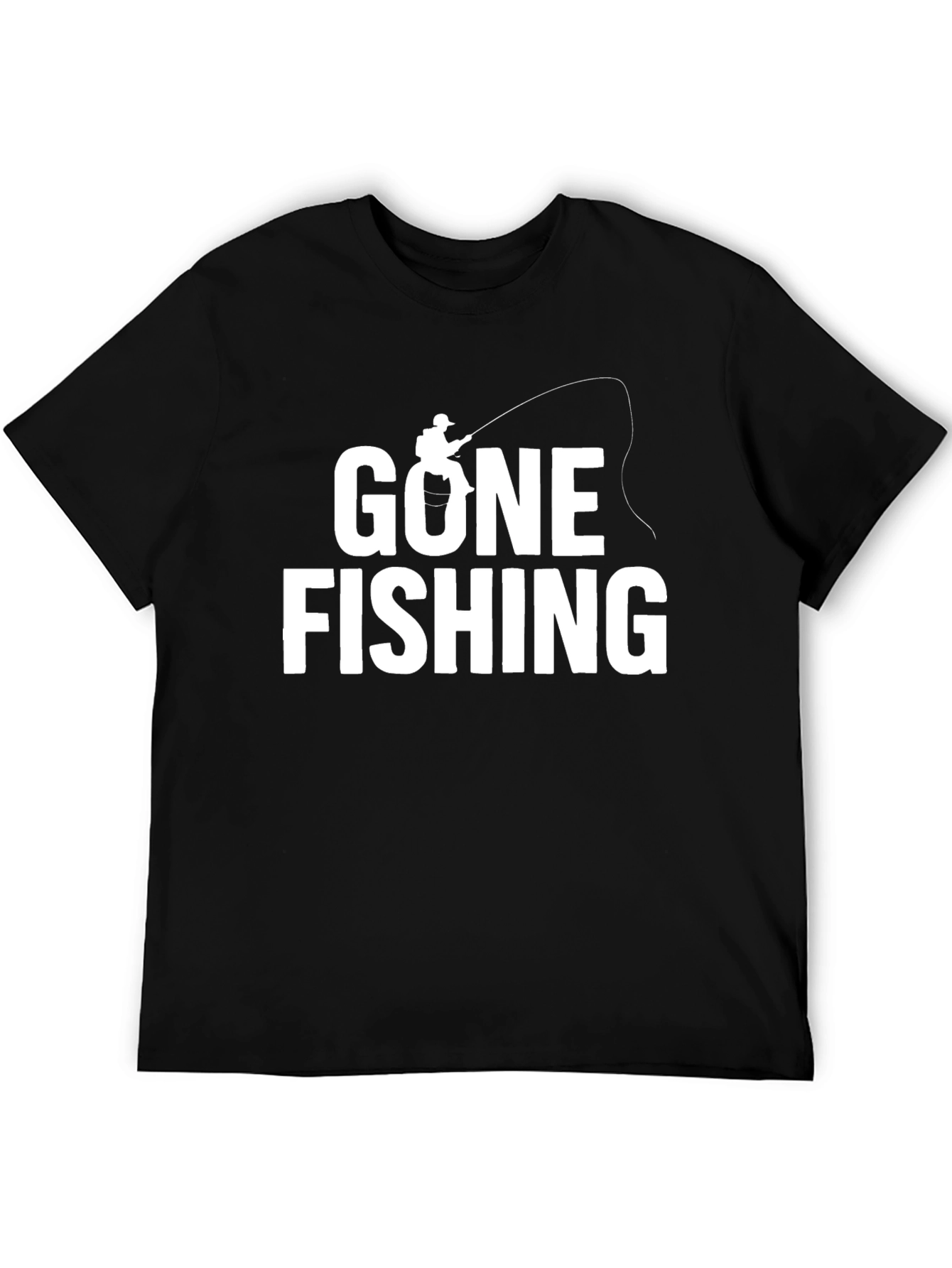 Gone Fishing Black Graphic Tee