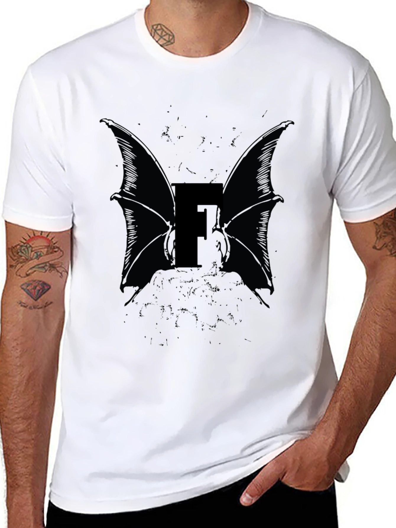 Bat Wing Letter F Graphic Tee