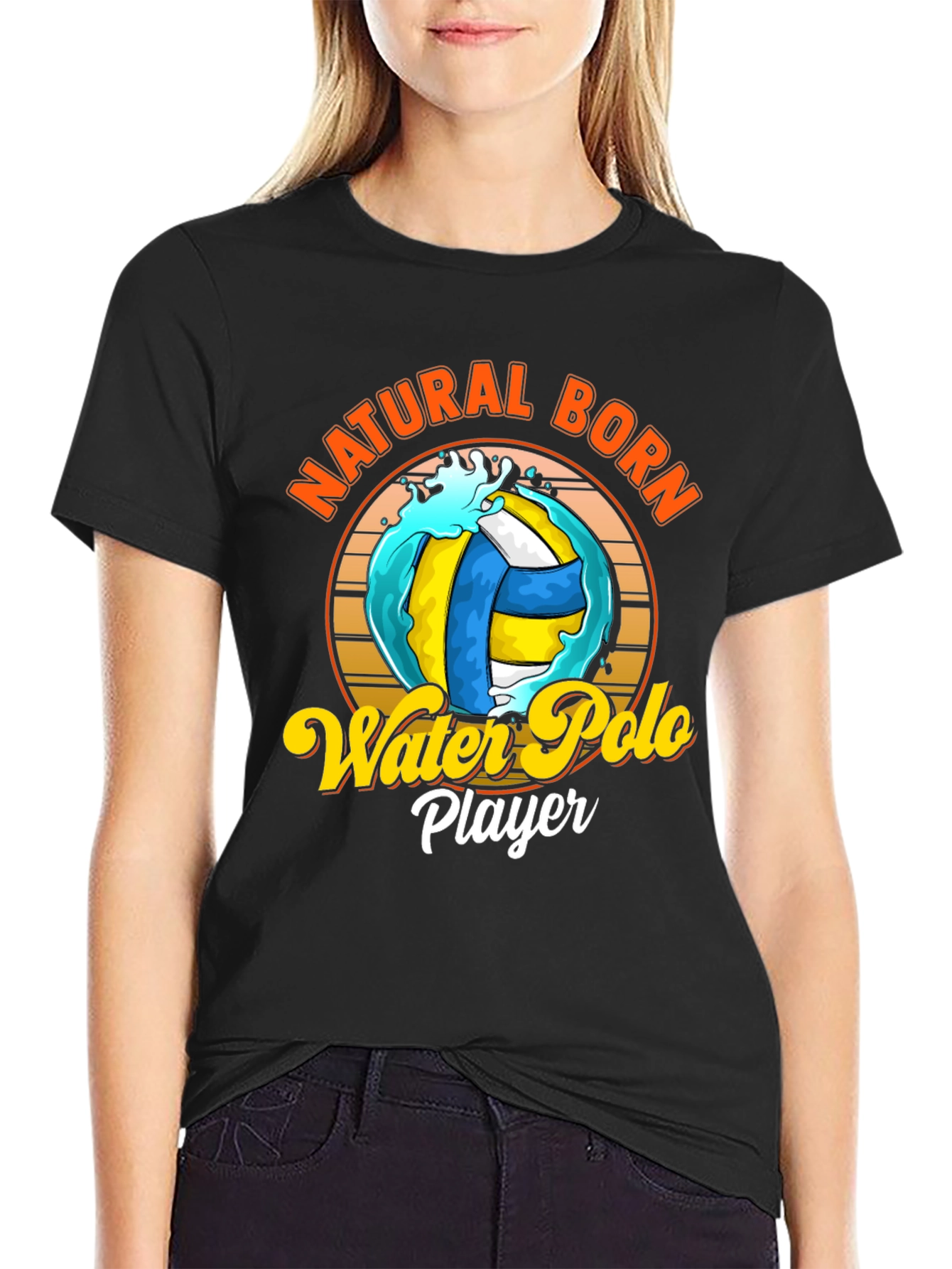 Natural Born Water Polo Player Black T-Shirt
