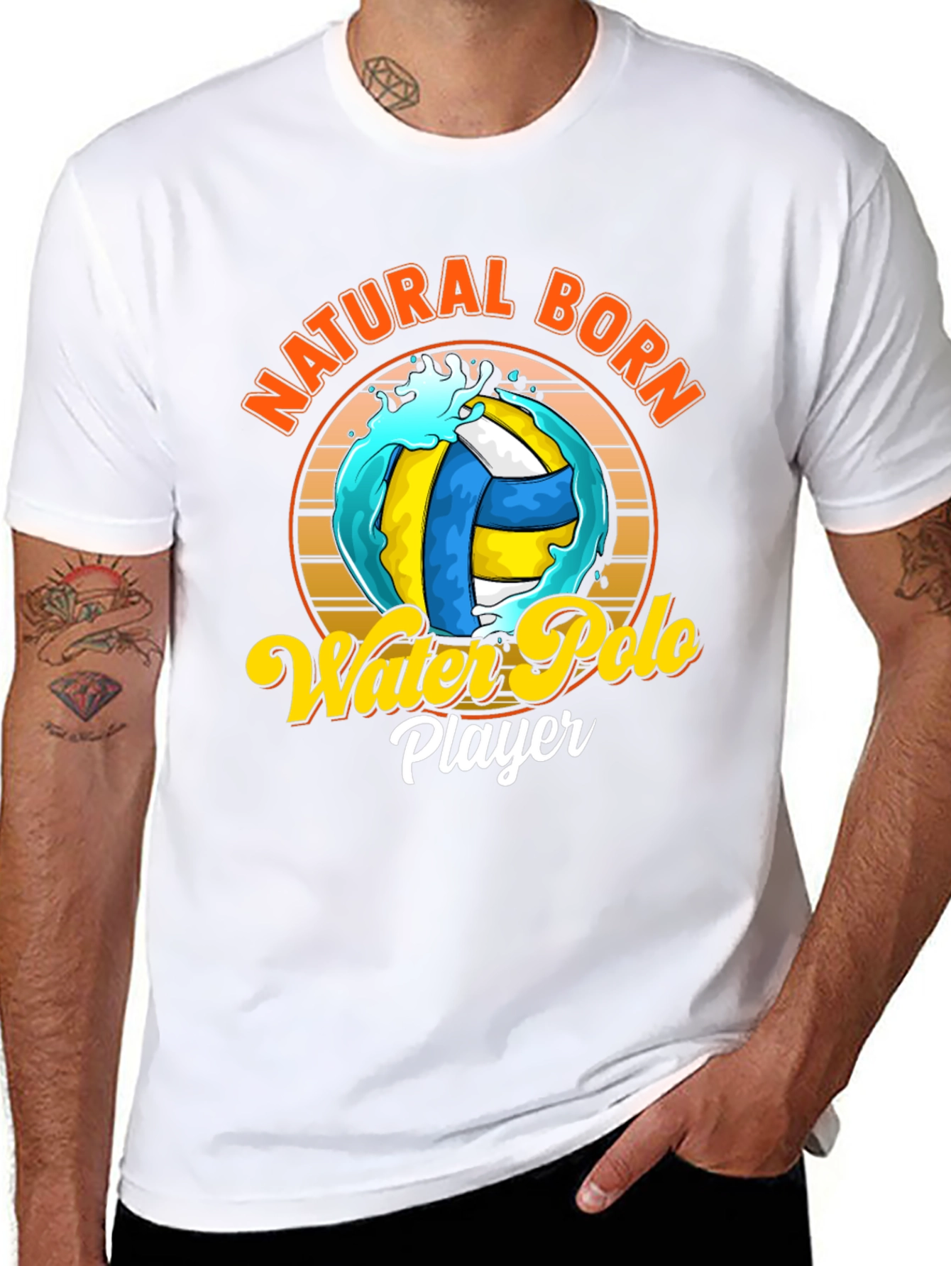 Natural Born Water Polo Player Black T-Shirt