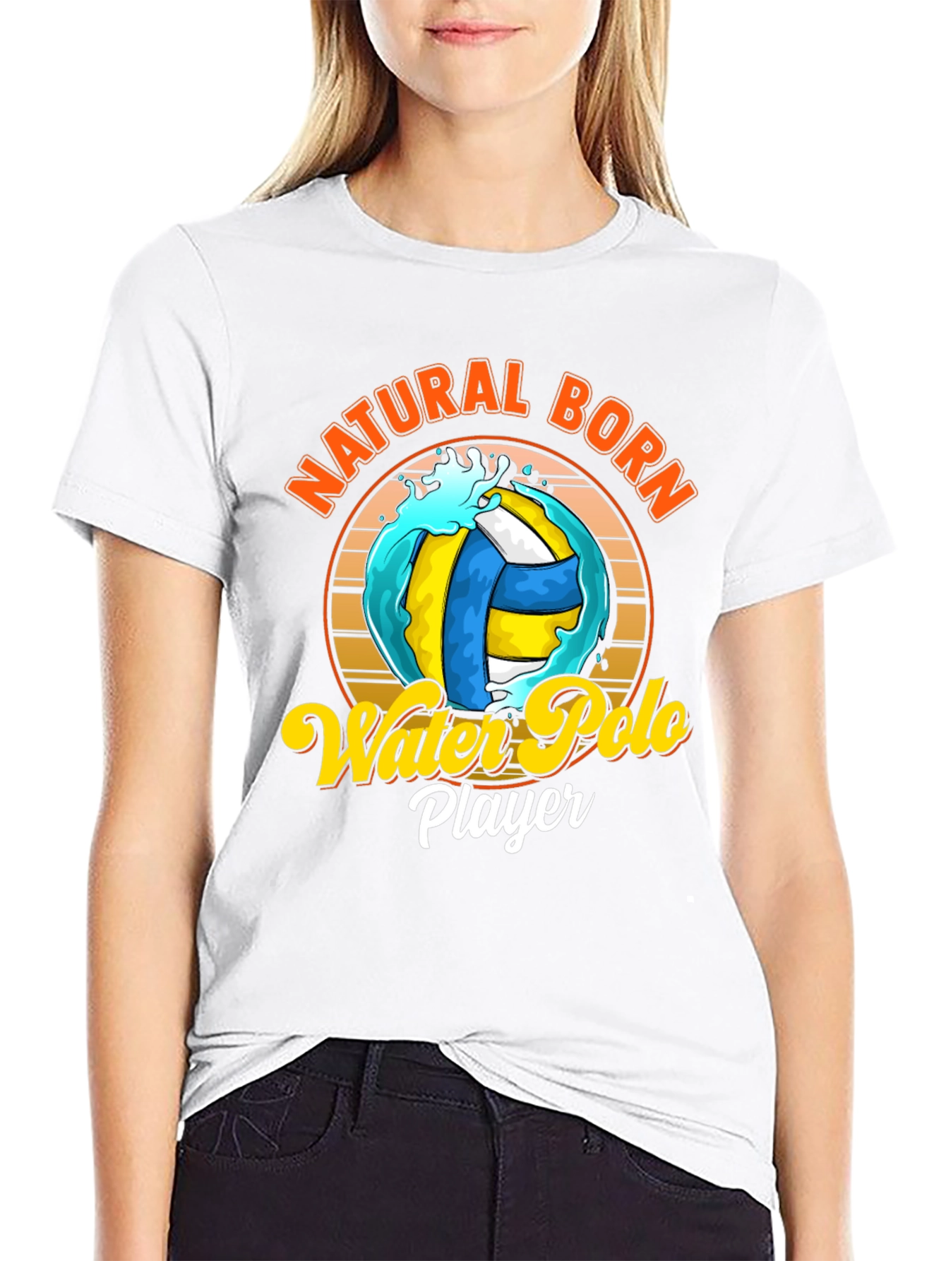 Natural Born Water Polo Player Black T-Shirt