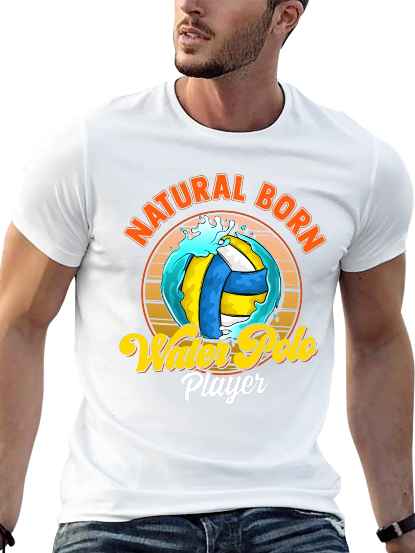Natural Born Water Polo Player Black T-Shirt