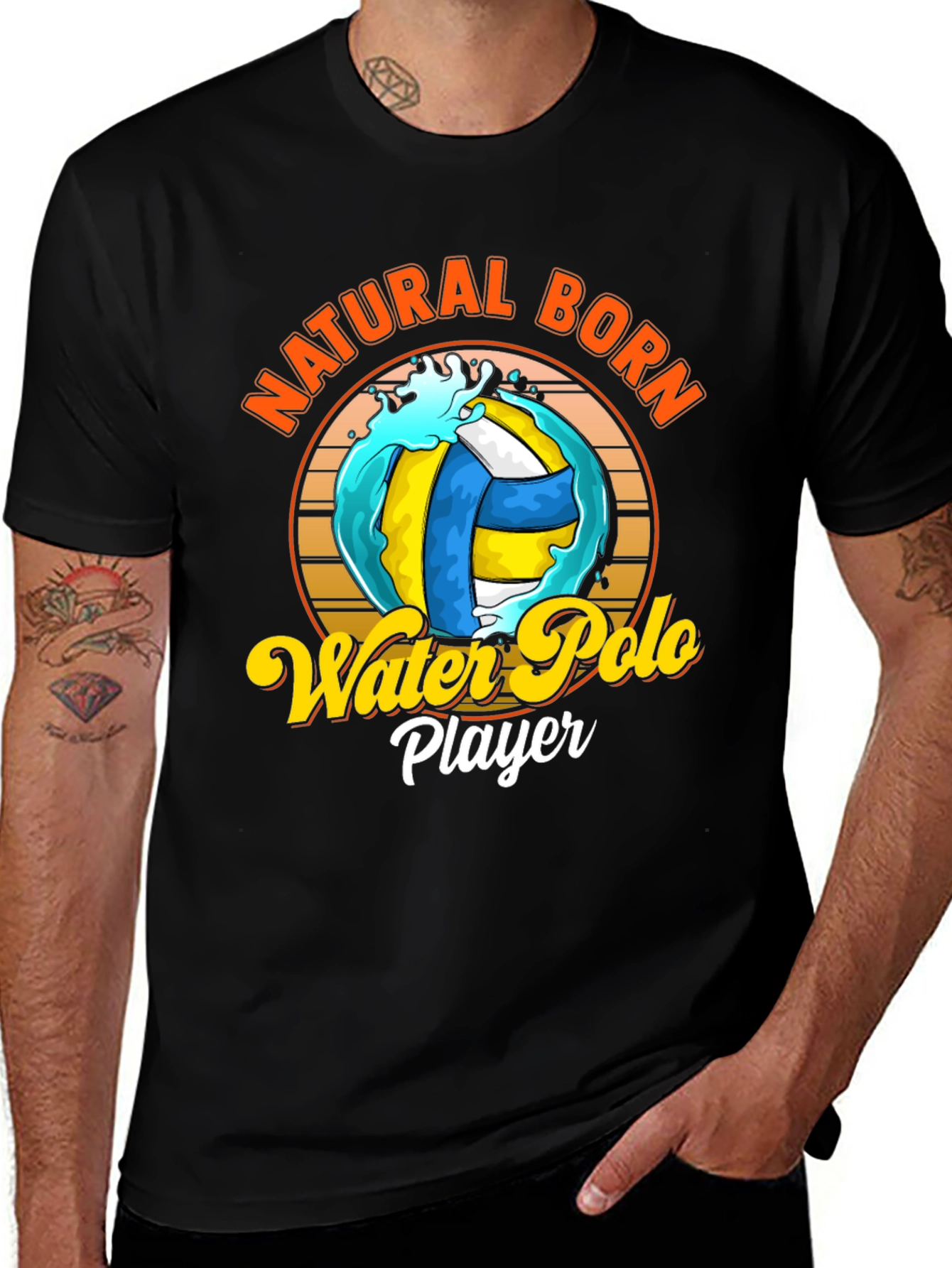 Natural Born Water Polo Player Black T-Shirt