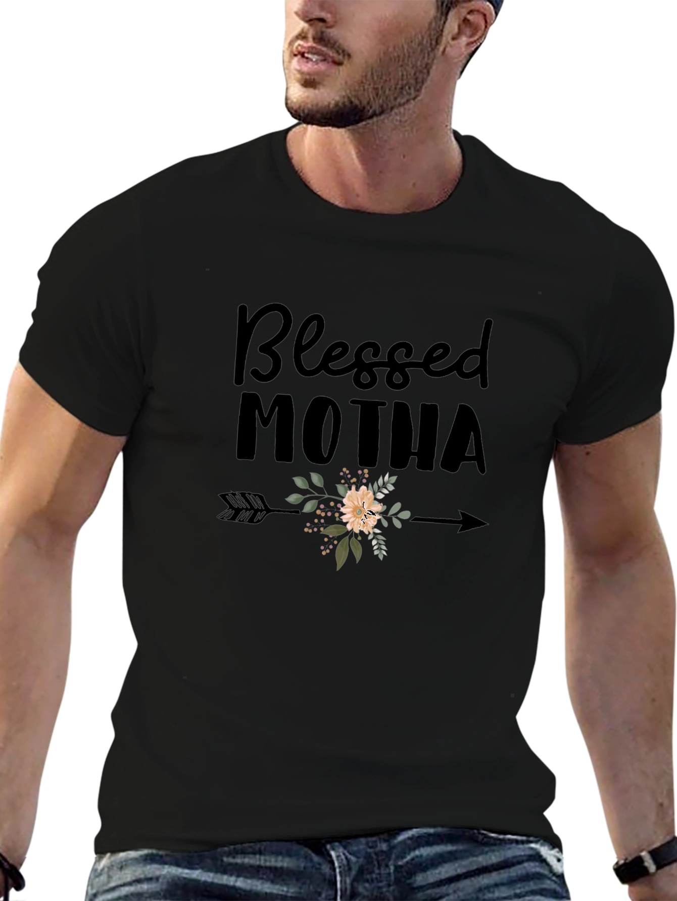 Blessed Motha Floral Arrow Graphic Tee