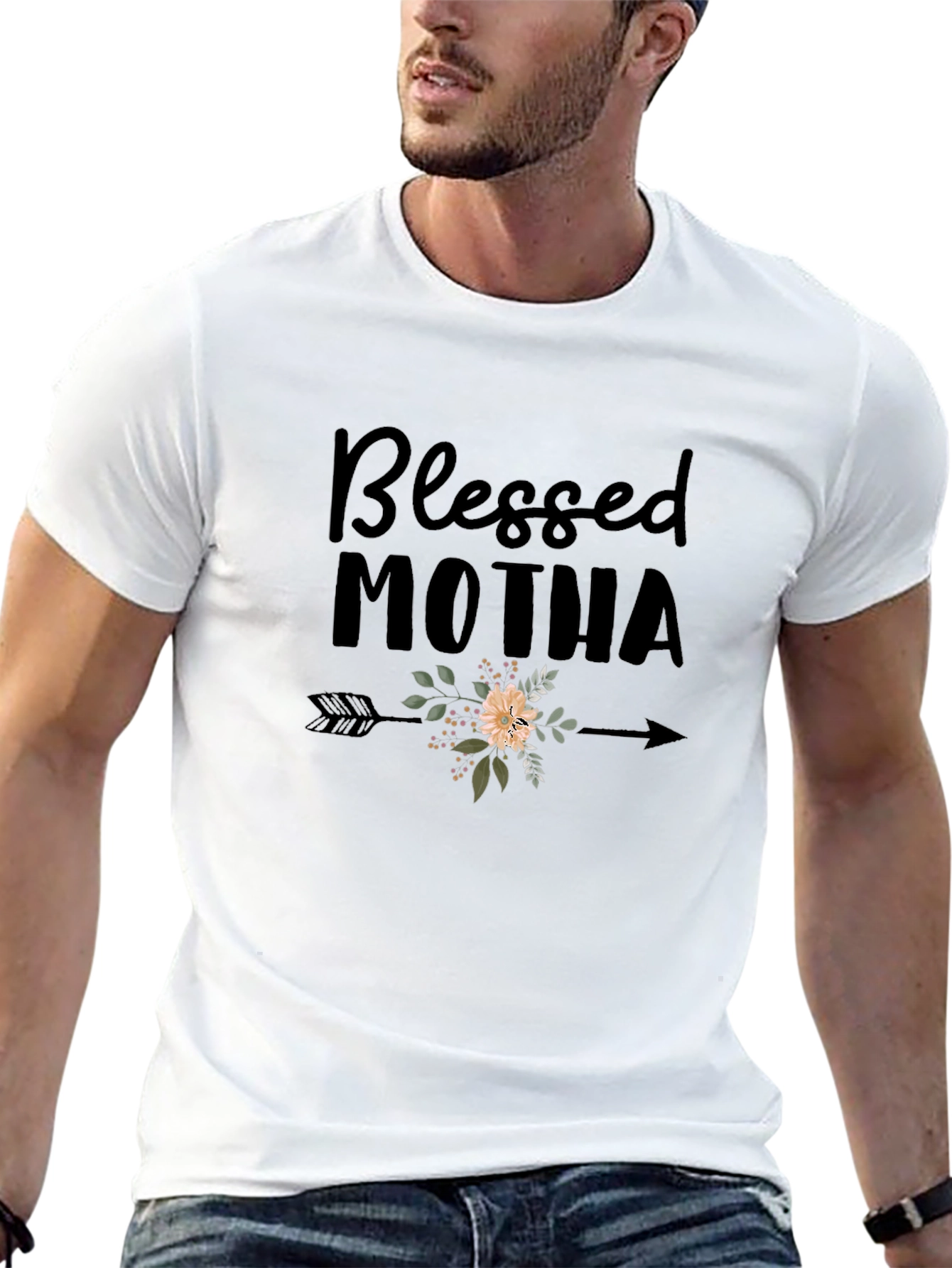 Blessed Motha Floral Arrow Graphic Tee