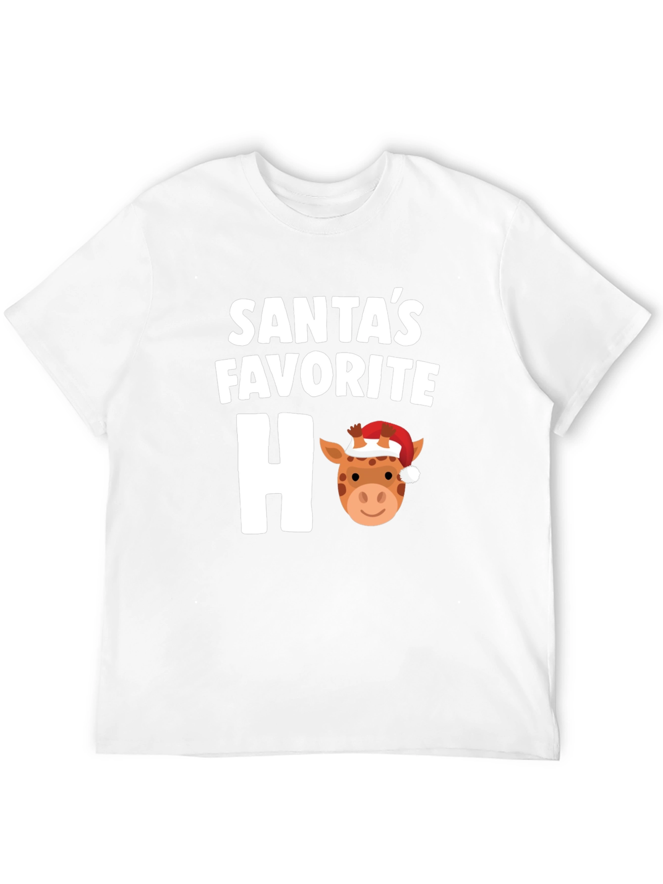 Santas Favorite Ho Ho Ho Giraffe Holiday T-Shirt