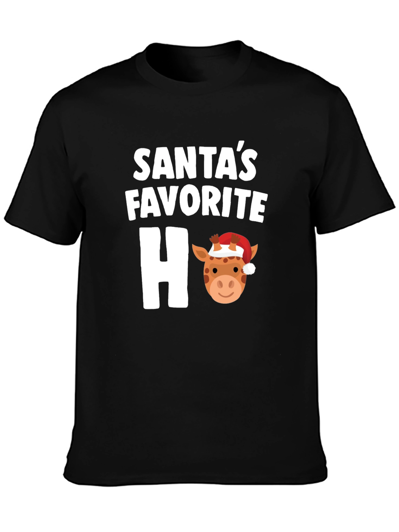Santas Favorite Ho Ho Ho Giraffe Holiday T-Shirt