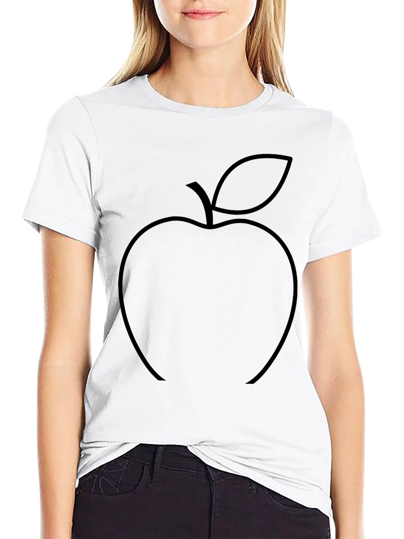 Minimalist Apple Outline Black T-Shirt