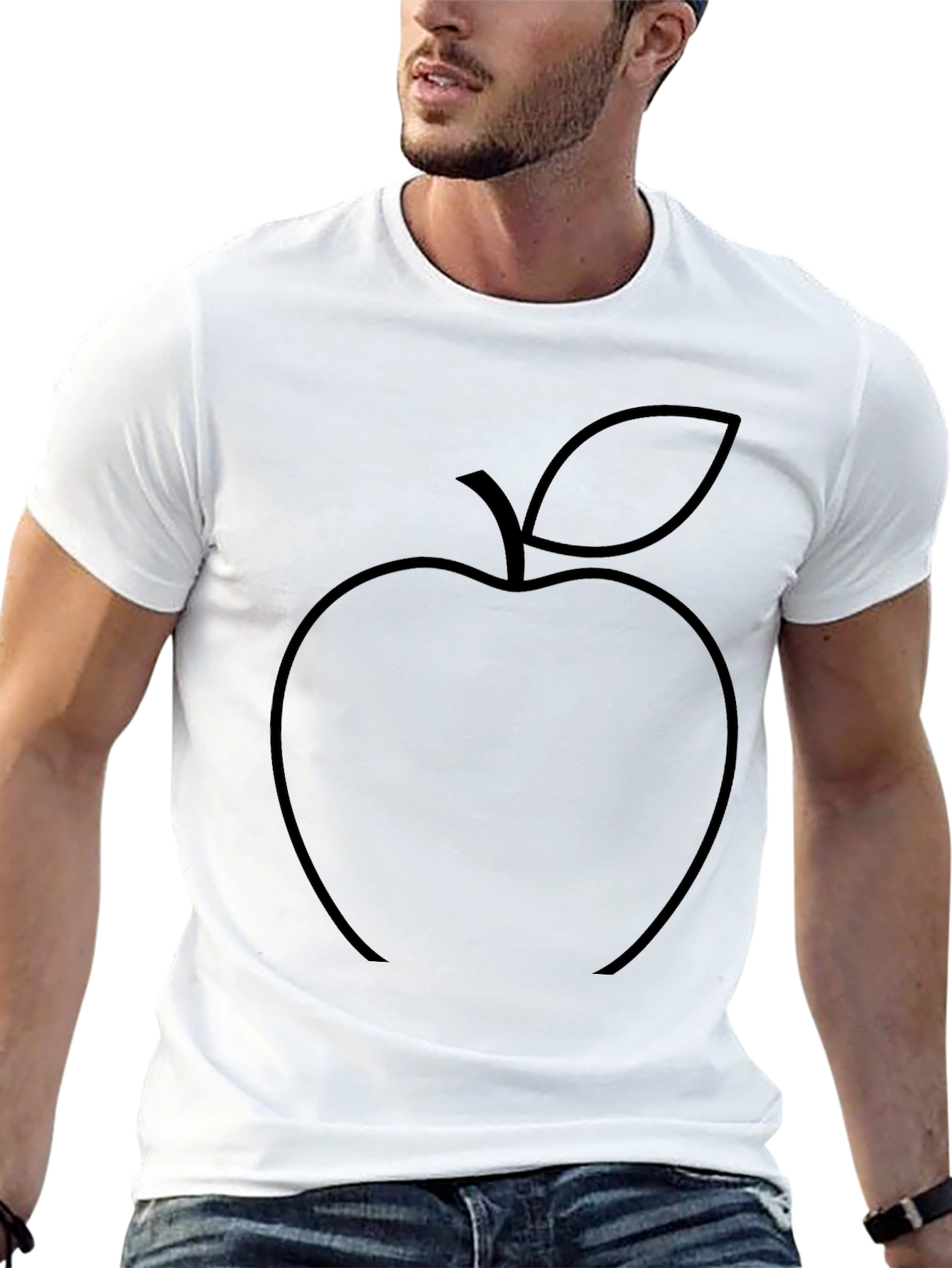 Minimalist Apple Outline Black T-Shirt