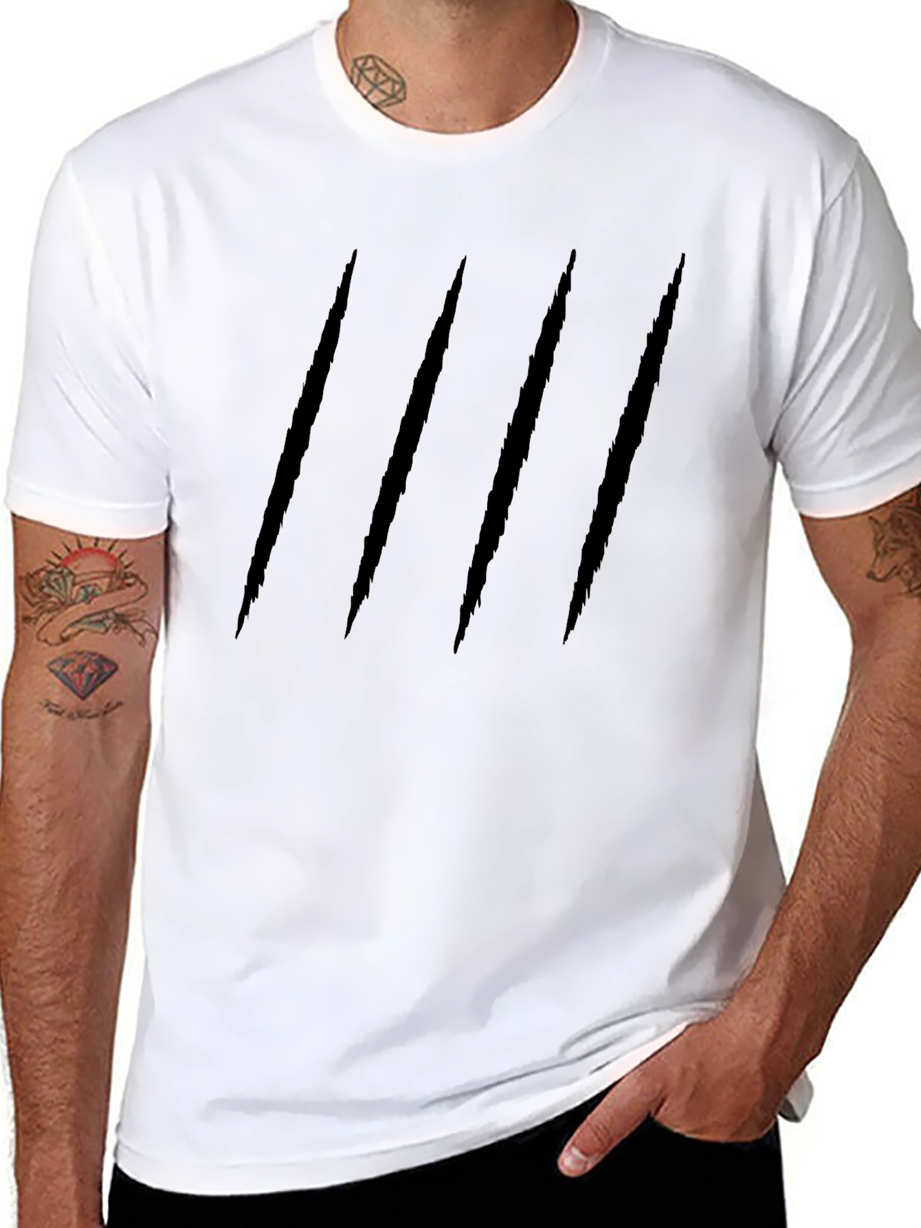 Slashed Black Tee - Edgy Style