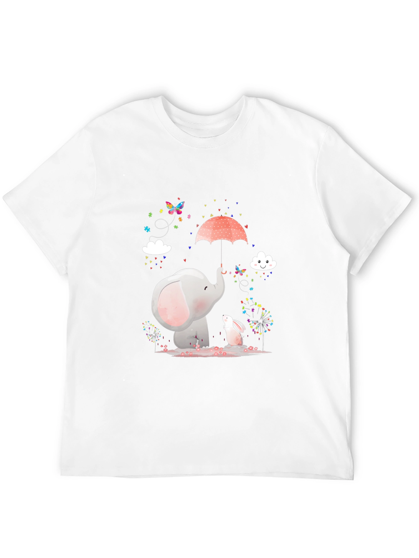 Cute Elephant & Bunny Graphic Tee