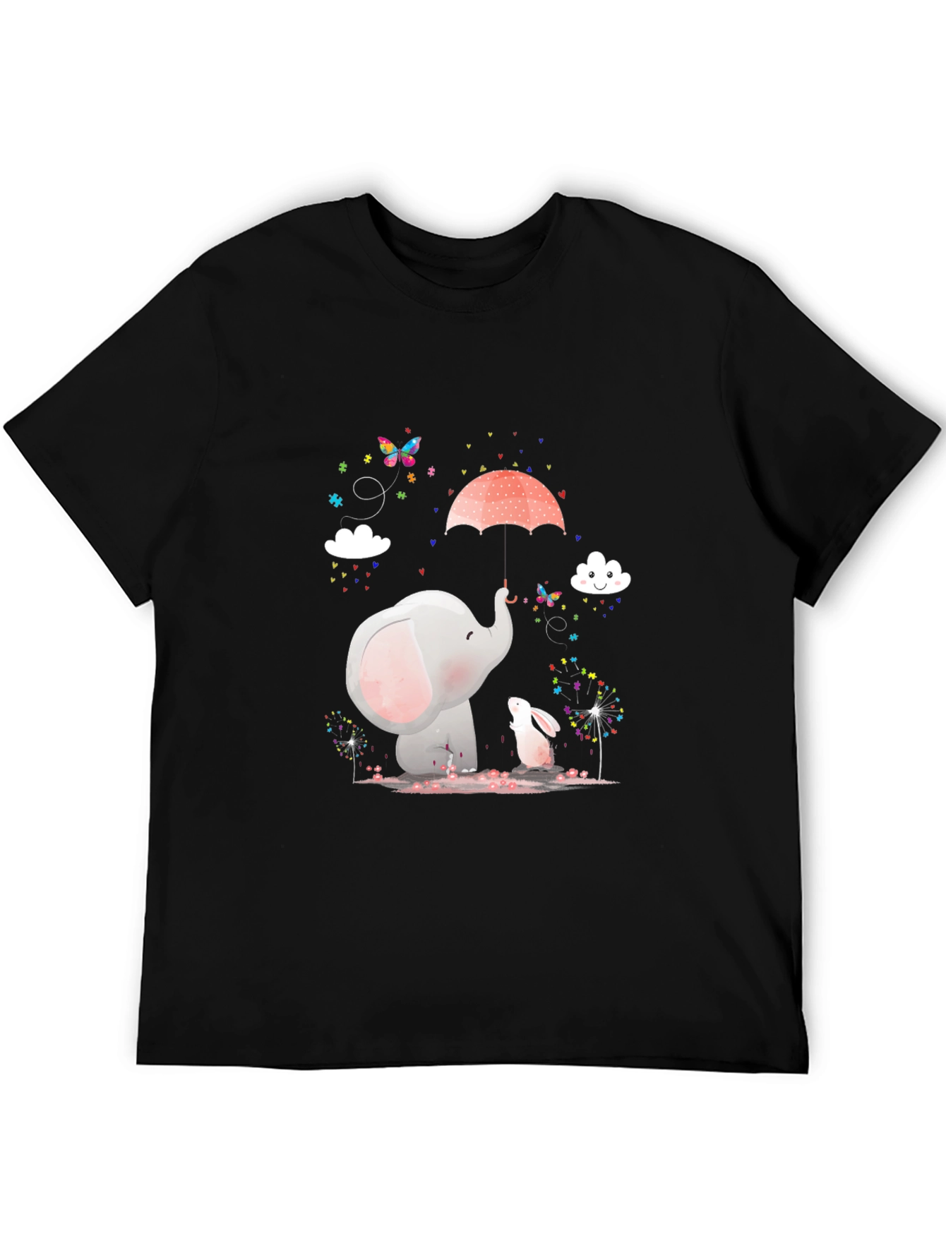Cute Elephant & Bunny Graphic Tee