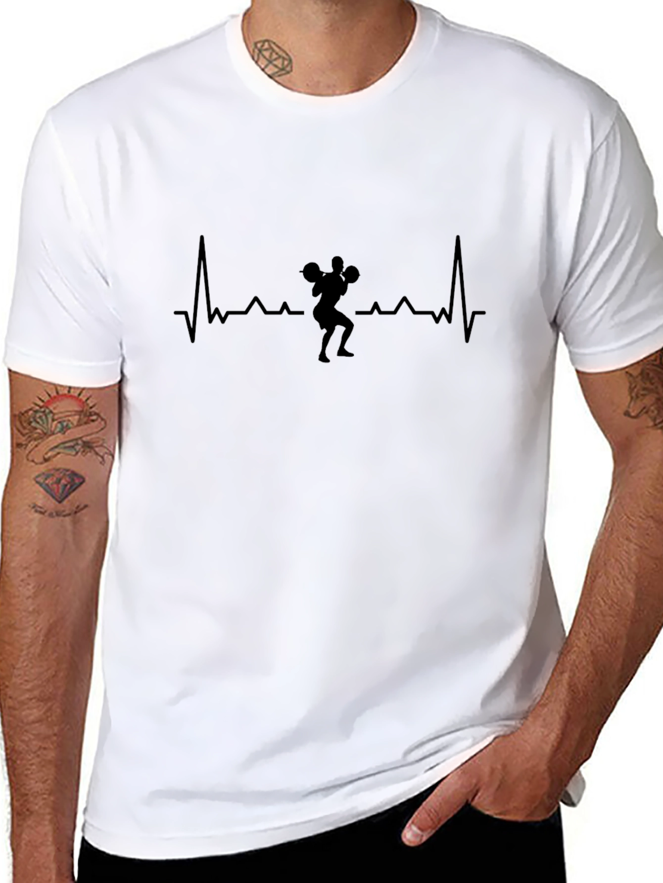 Weightlifting Heartbeat T-Shirt - Black