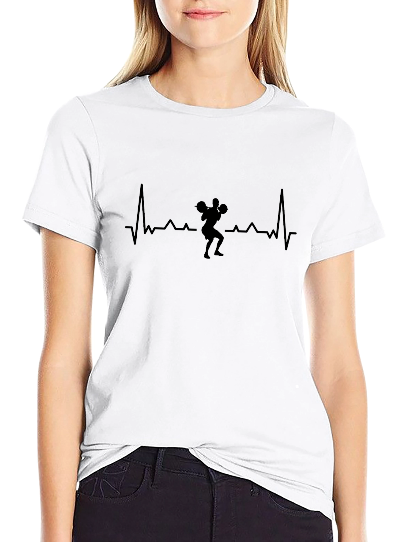 Weightlifting Heartbeat T-Shirt - Black