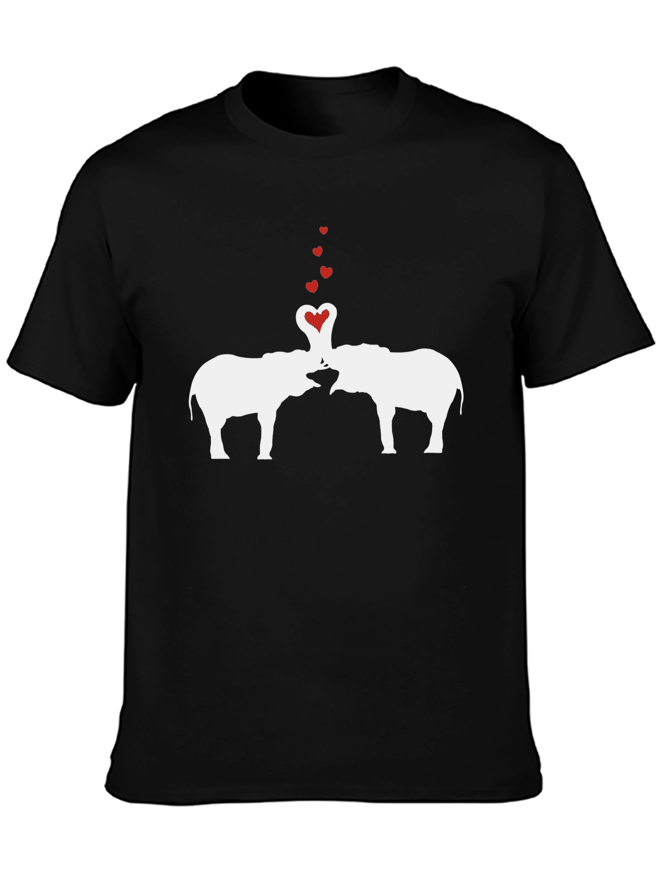Elephant Love Graphic Tee - Black Cotton T-Shirt