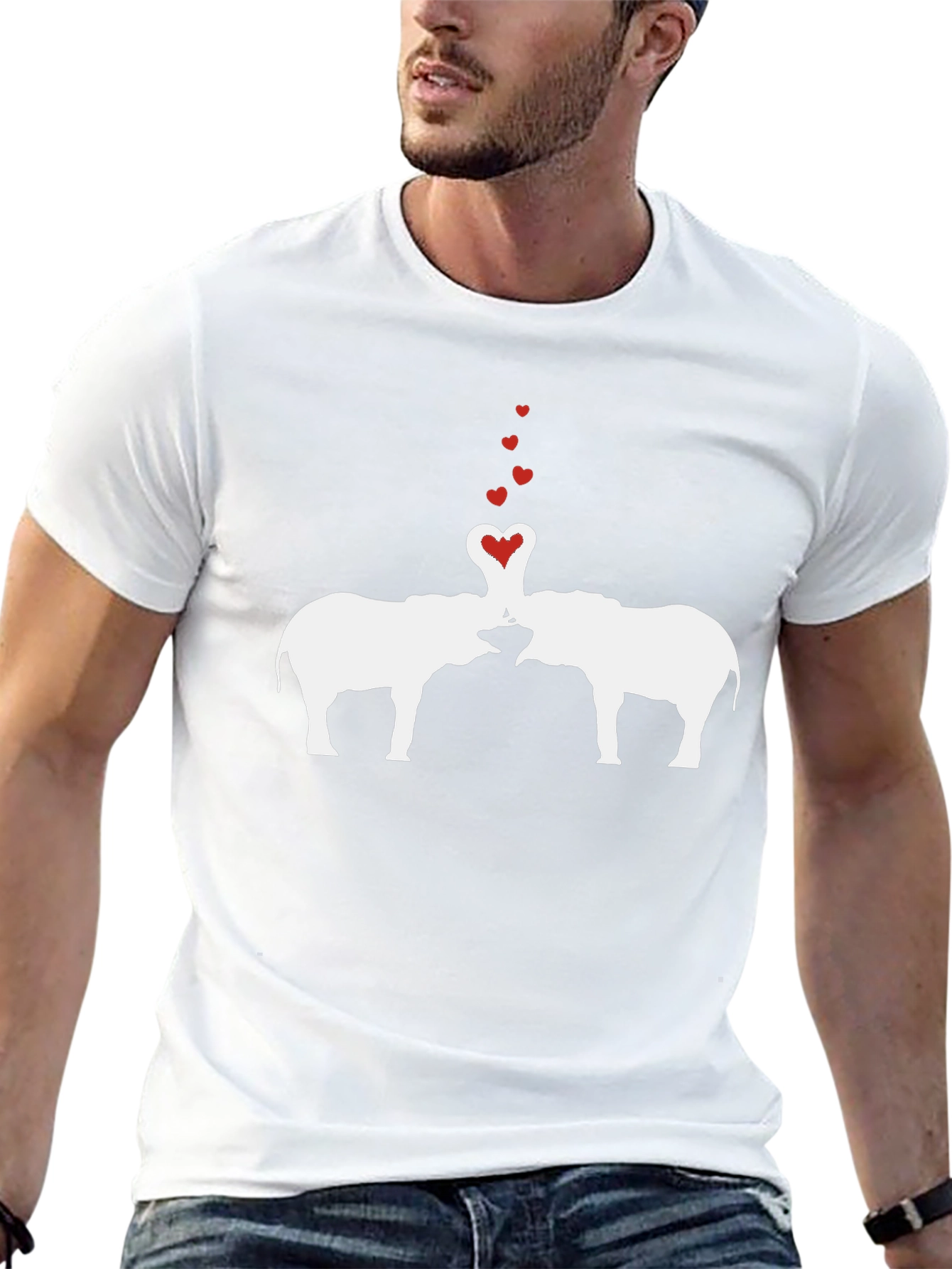 Elephant Love Graphic Tee - Black Cotton T-Shirt