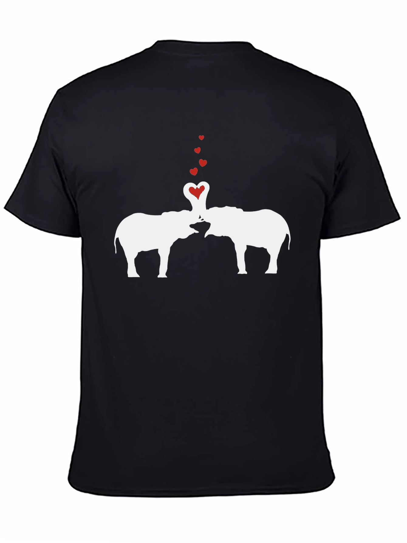 Elephant Love Graphic Tee - Black Cotton T-Shirt