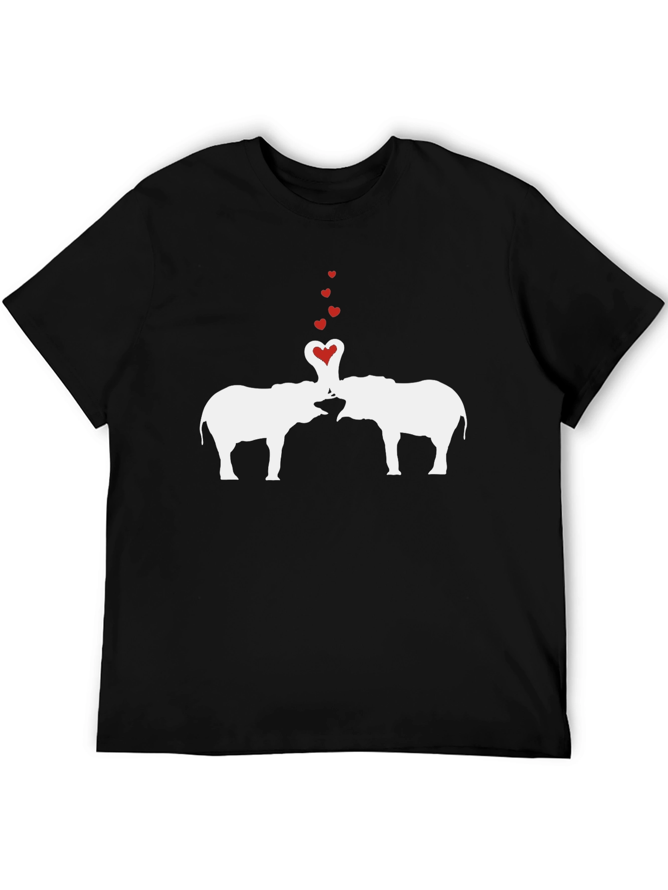 Elephant Love Graphic Tee - Black Cotton T-Shirt