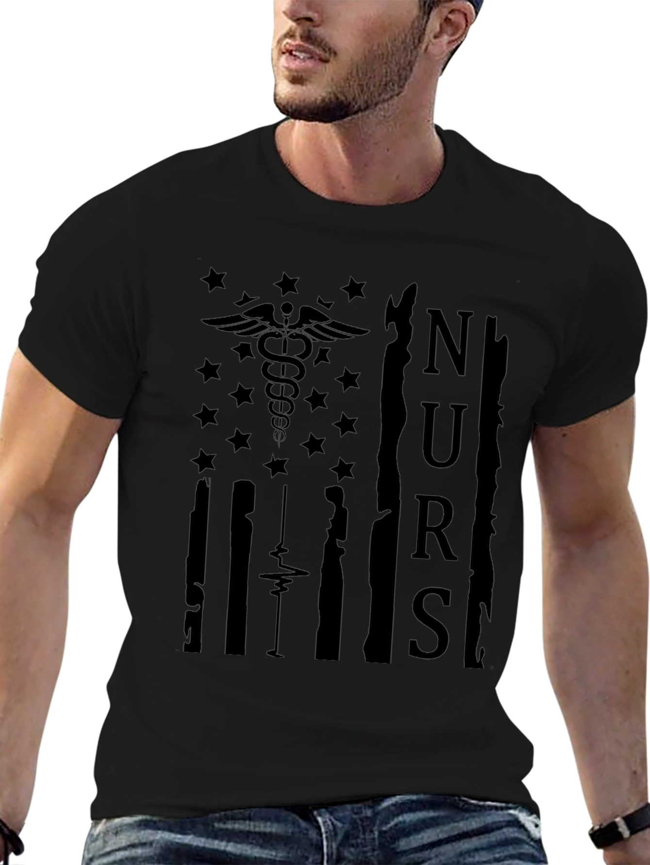 Nurse Flag Graphic Tee - Black